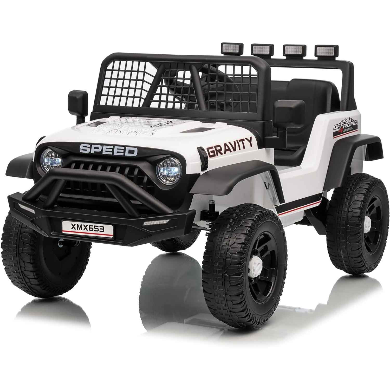 White 12V Kids Electric Car 2 Seater Ride on Toy 6mph Truck with Remote LED+MP3