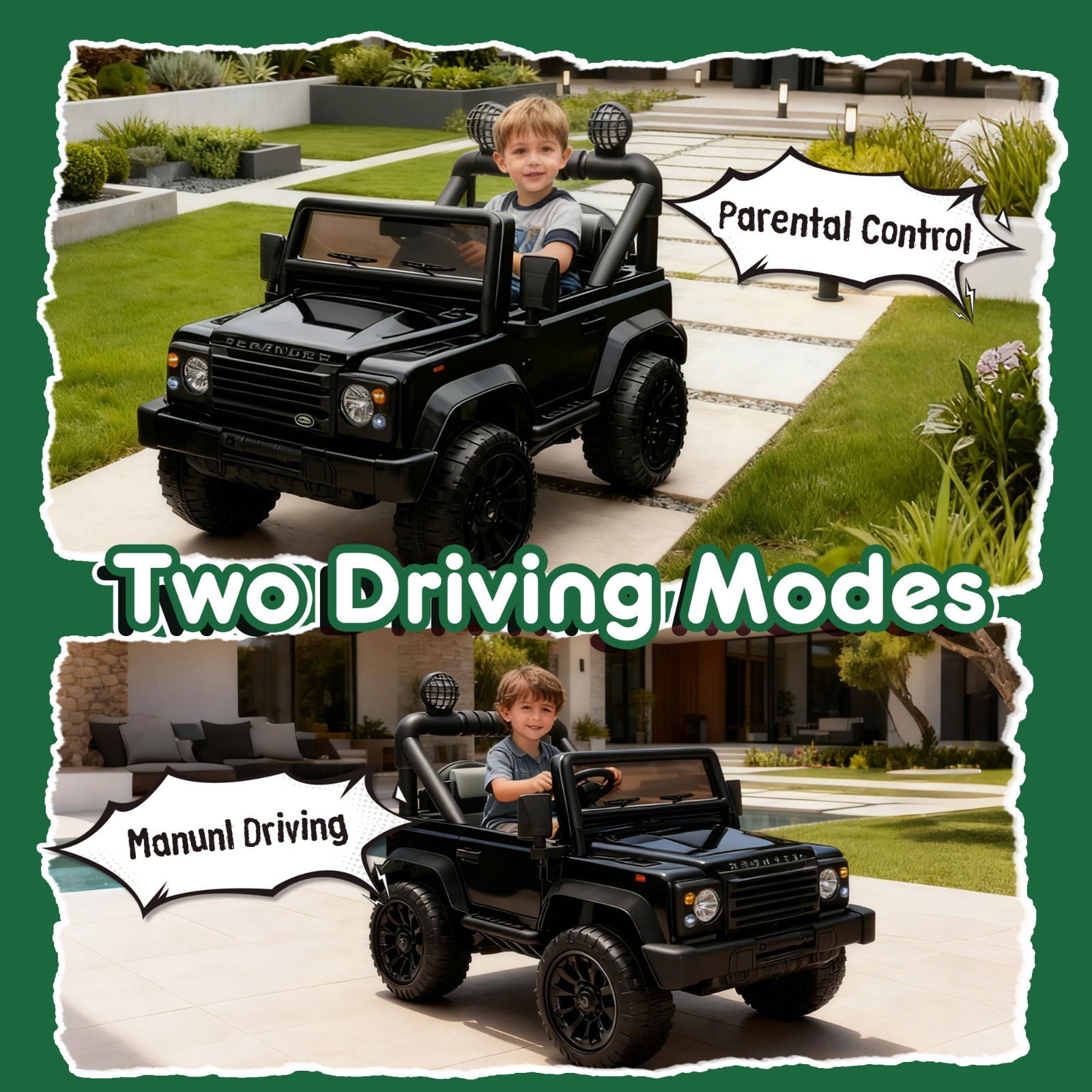24V Kids Ride On Car Licensed Land Rover Defender w/Remote,ELectric Toys, Black