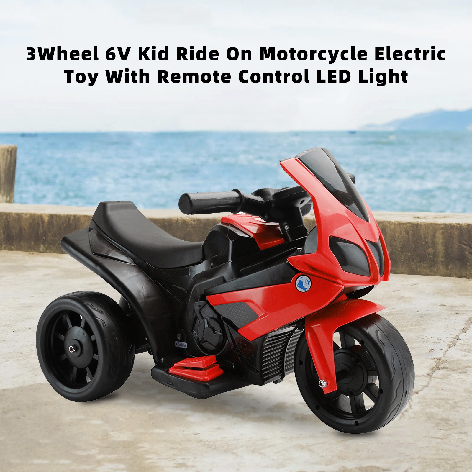 3Wheel 6V Kid Ride On Motorcycle Electric Toy W/ Remote Control LED Light Red
