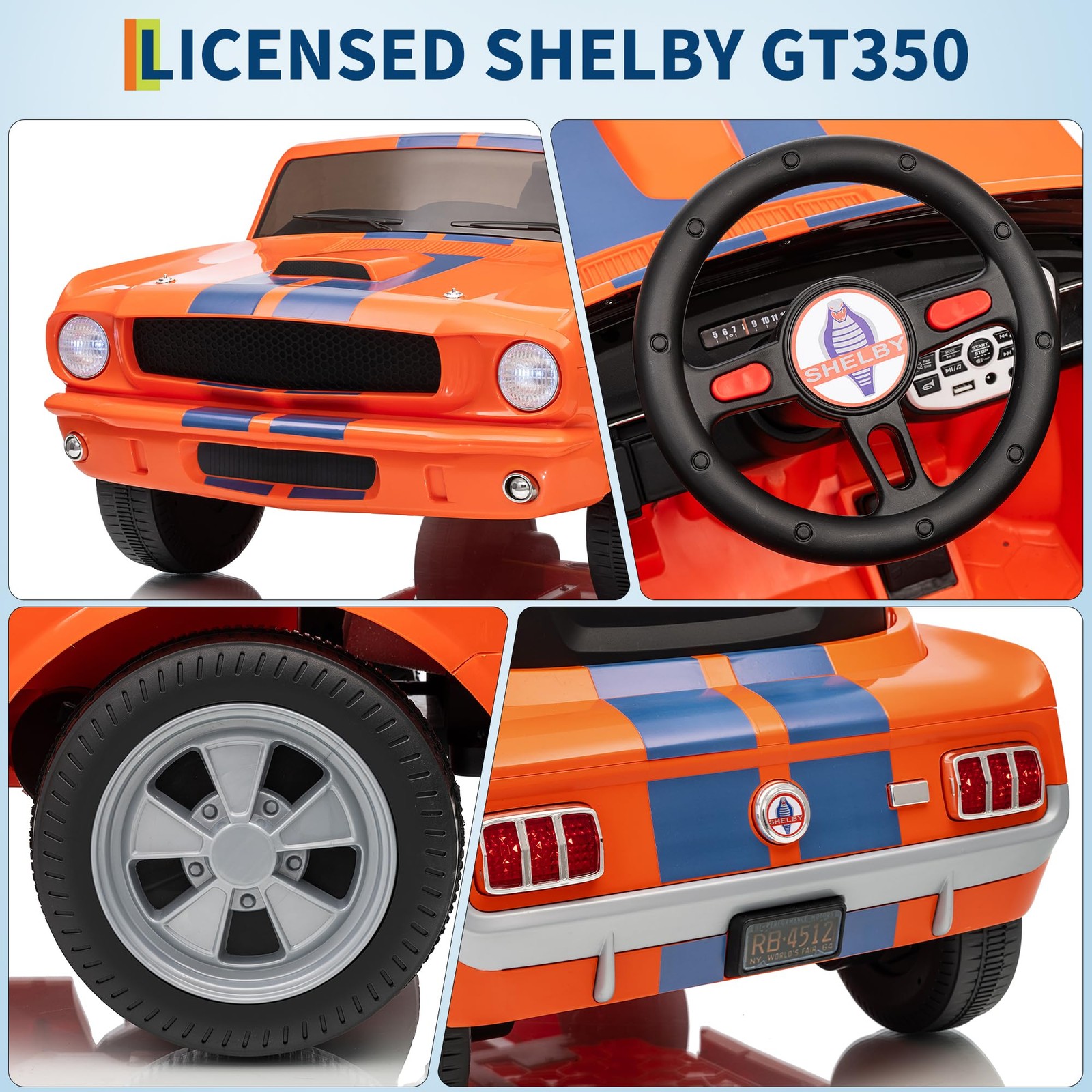 Garvee 24V 2 Seater Ride on Licensed Shelby GT350, Battery Powered Ride on Toys