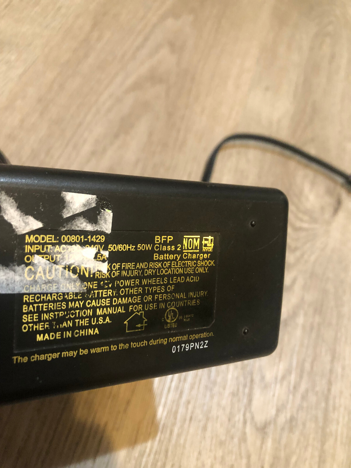 Genuine Fisher Price Power Wheels 12 Volt Quick Charger – Model 00801-1429 P103
