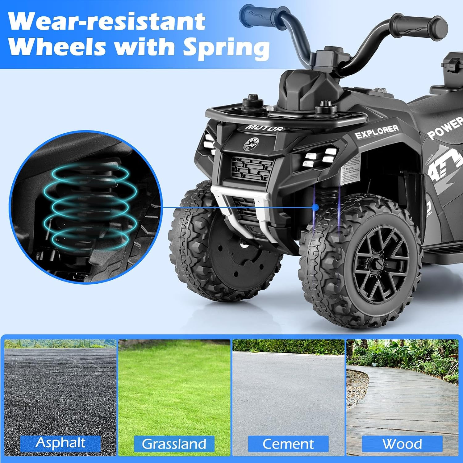 Kids ATV with Spray Function, Remote Control, Storage Trunk, 6V Toddler Ride on