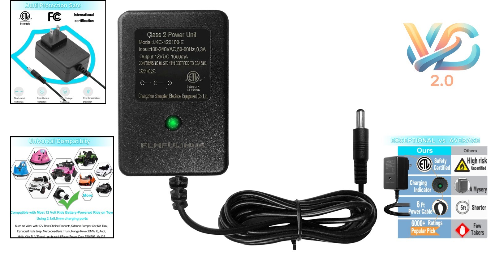 12V Kids Ride On Toy Battery Charger for Best Choice, Kid Trax & More