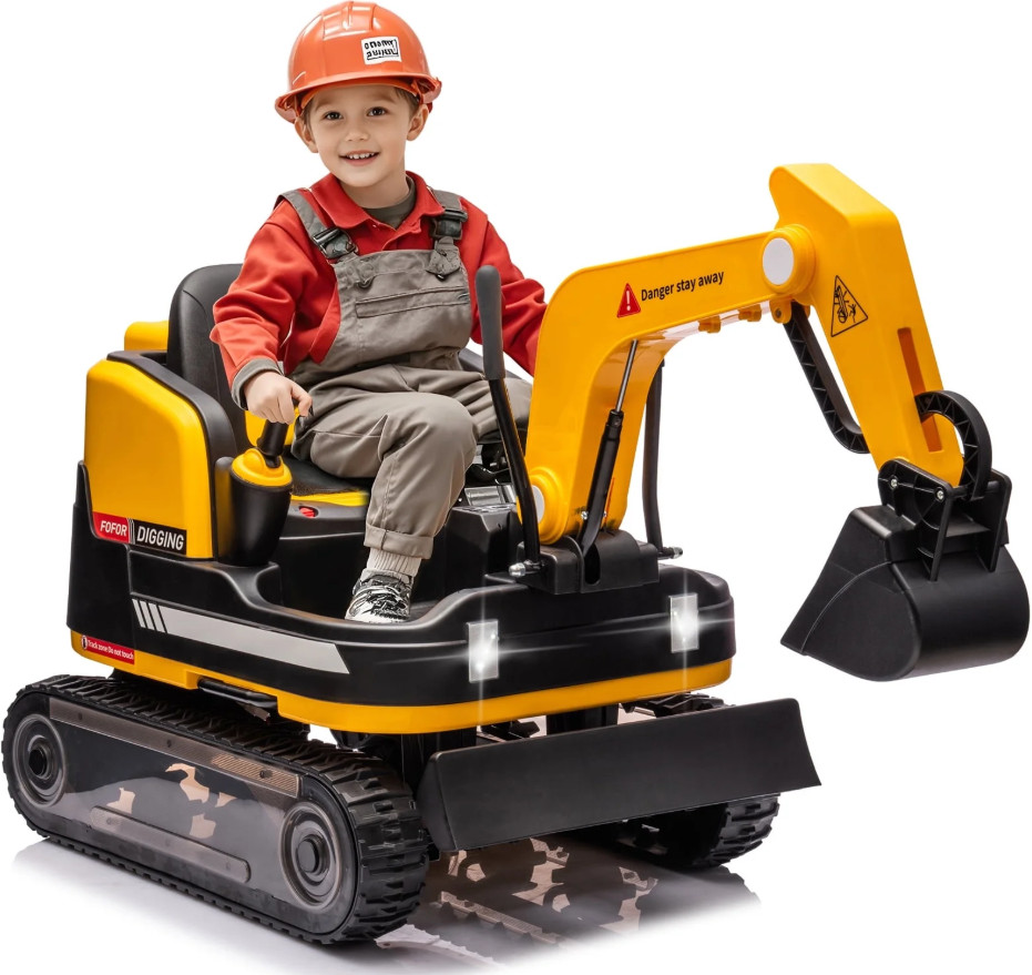 12V Electric Kids Ride On Excavator Bulldozer Remote Control 360 Degree Rotating