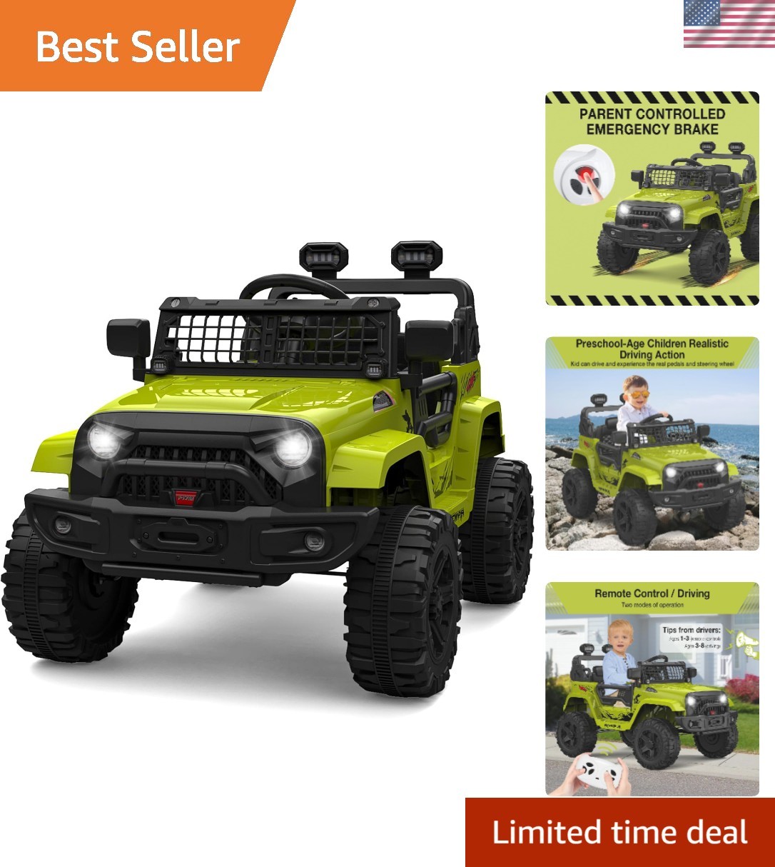 Ride on Truck Car, 12V Kids Electric Vehicles with Remote Control Spring Susp…