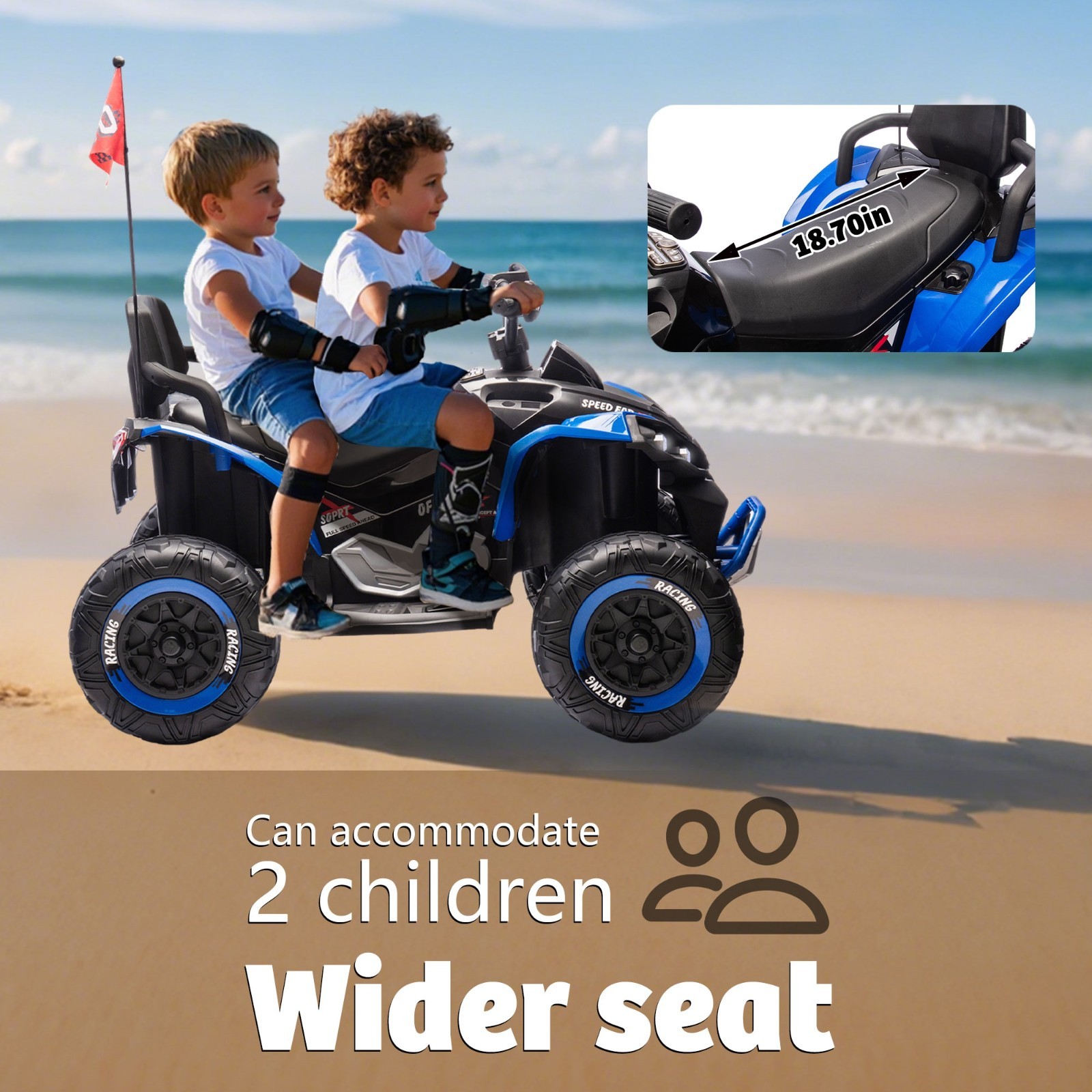 24V Kids Electric ATV Ride On Car W/Remote,LED,Battery Power Wheels Toys,Blue