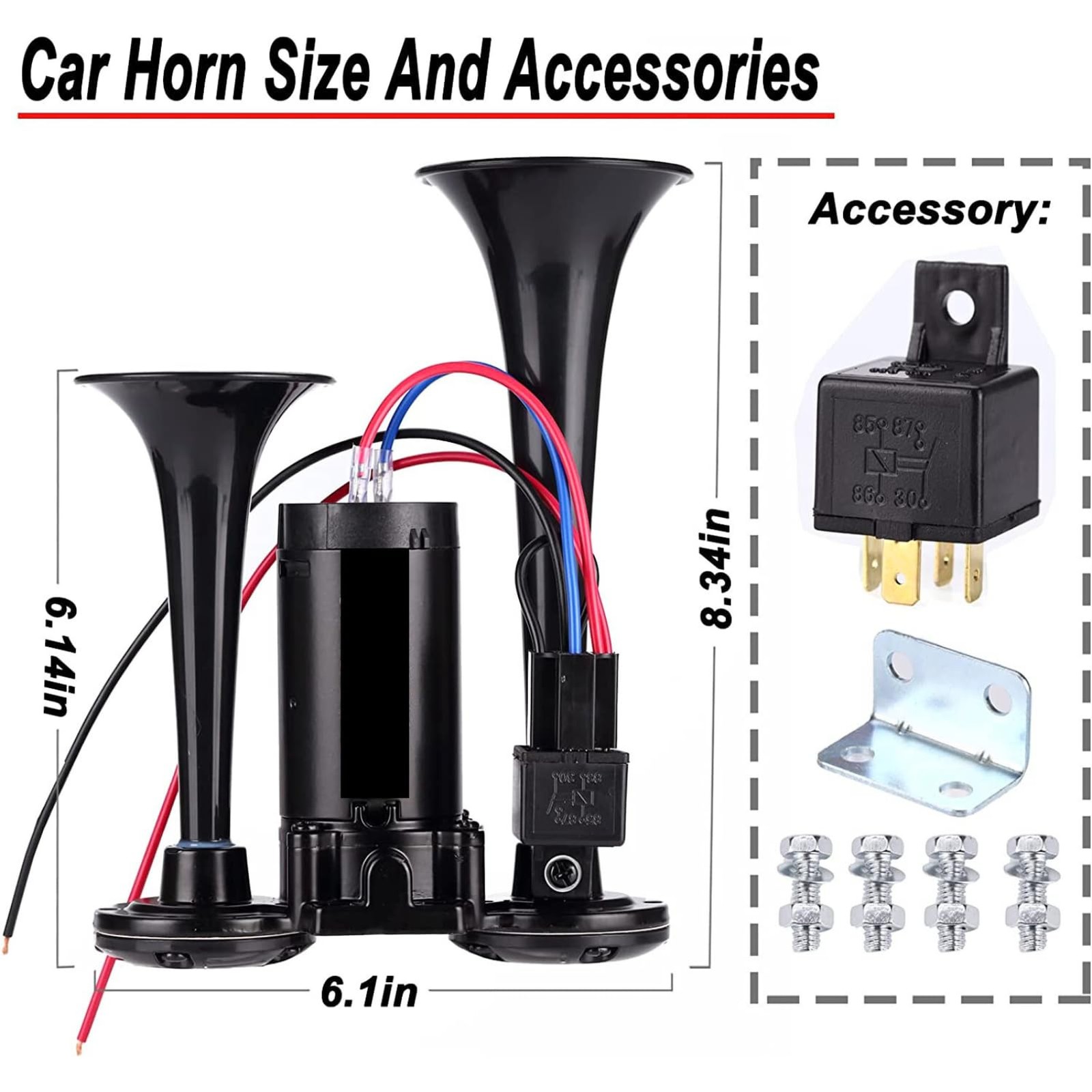 600DB Super Loud Dual Electric Air Horns Kit for Vehicles – With Compressor, …