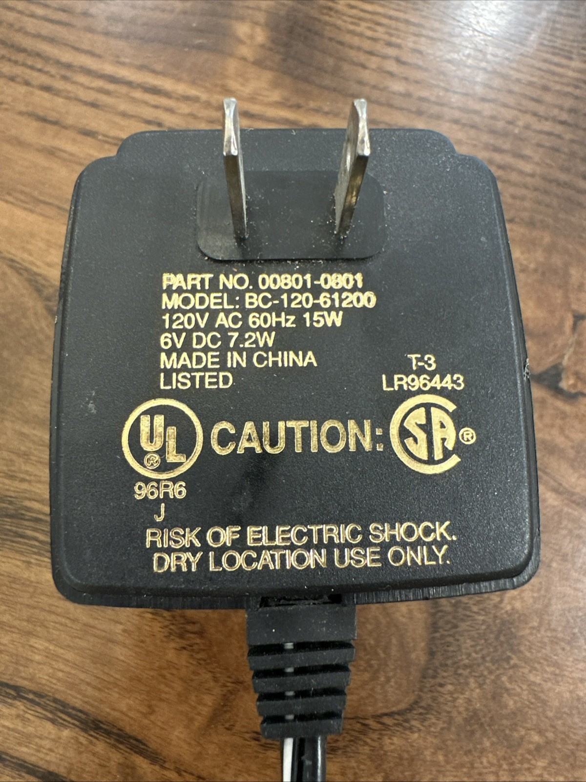 POWER WHEELS Super 6 Volt Battery Charger Class 2 Model BC-120-61200