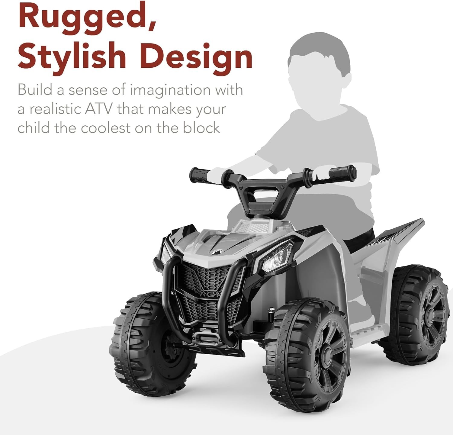 Best Choice 6V Kids Ride On ATV Quad 4-Wheeler 1.8MPH Gray Treaded Tires