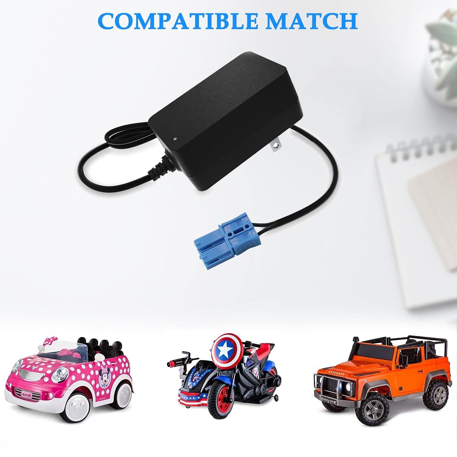 MULTIM 12V with Small Blue Plug Kid Trax Battery Charger Power Supply for Child