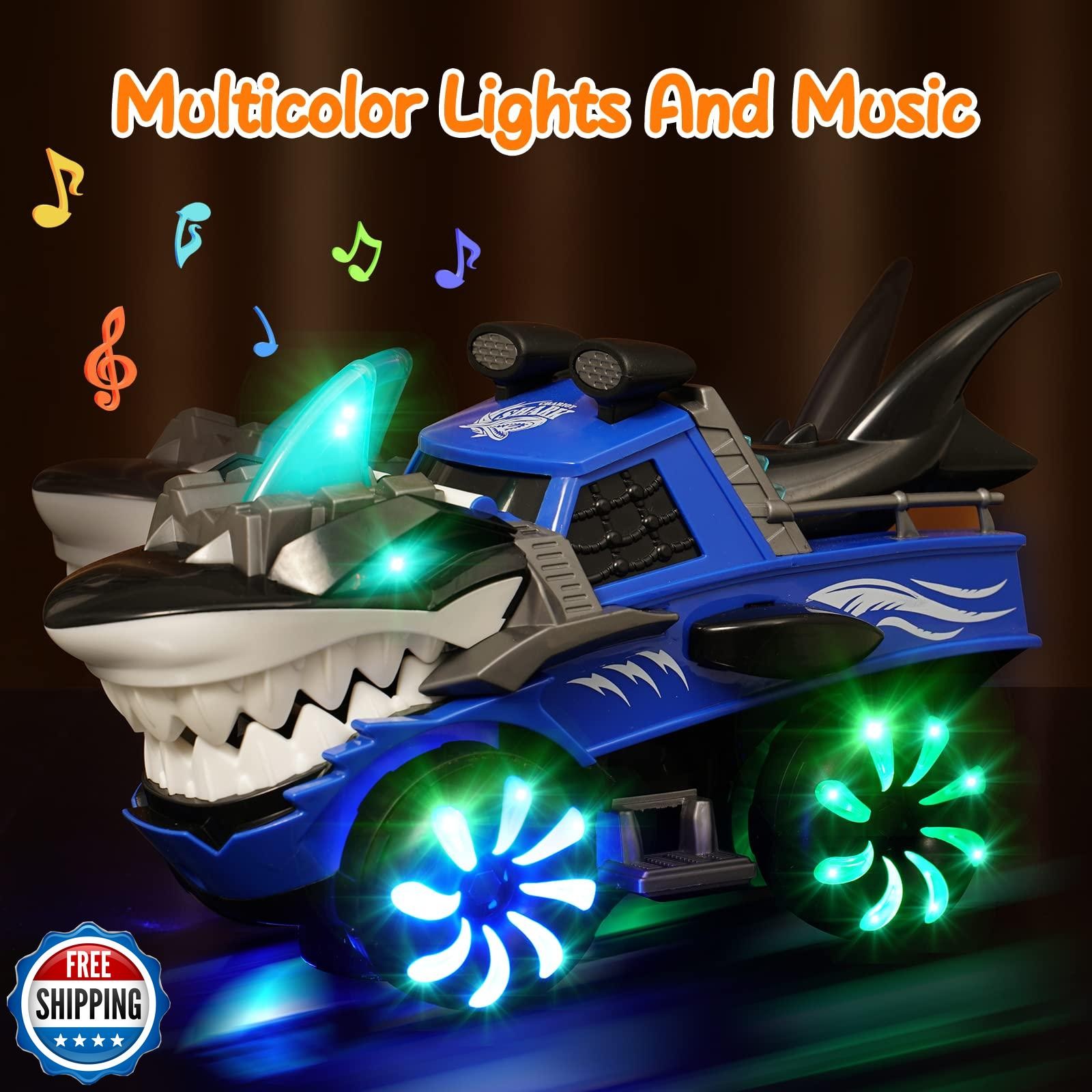 KidsMind Shark Monster Truck Toy for Baby Boy,Shark Car Lights Up