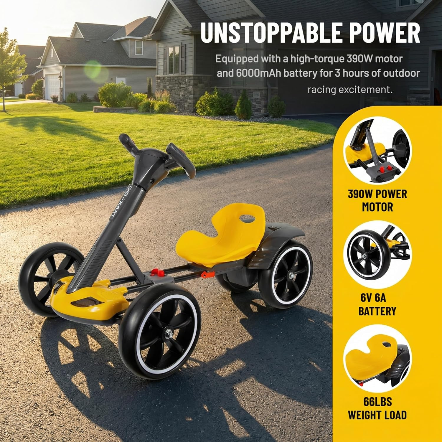 Electric Go Kart for Kids, Foldable Ride on Toy Car for Toddlers Ages 2-4, Zero