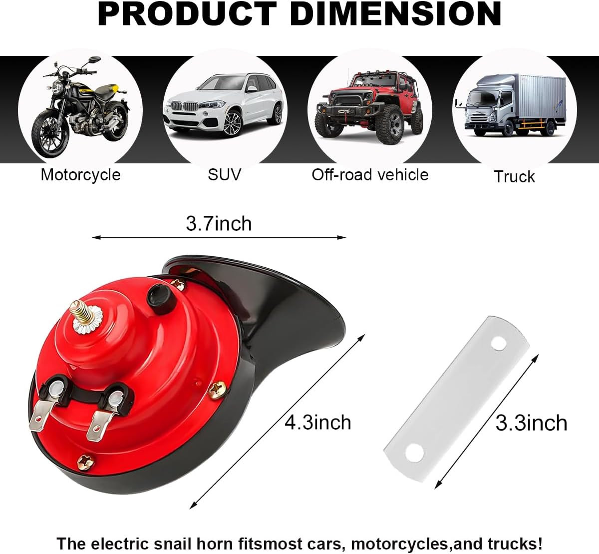 Super Loud Car Snail Horns, 12V 300DB Durable Car Horn Kit, High Low Tone