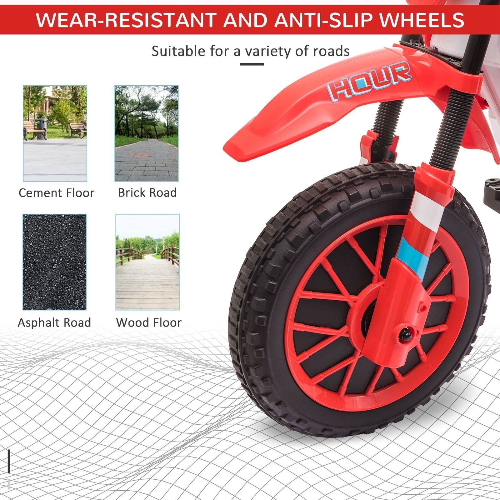 12V Kids Motorcycle Off Road Electric Motor Bike, Red