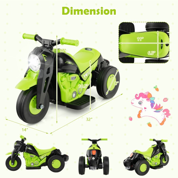 6V Battery Kids Ride on Electric Motorcycle Gift Kids w/Bubble Maker and Music