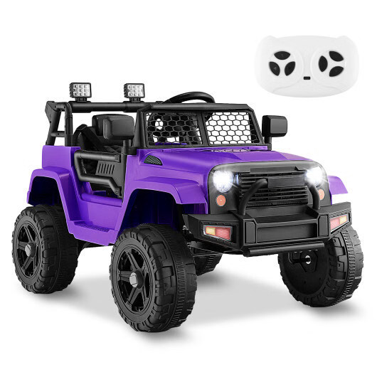 12V Kids Ride On Truck Car w/ Remote Control & LED Headlights – Purple