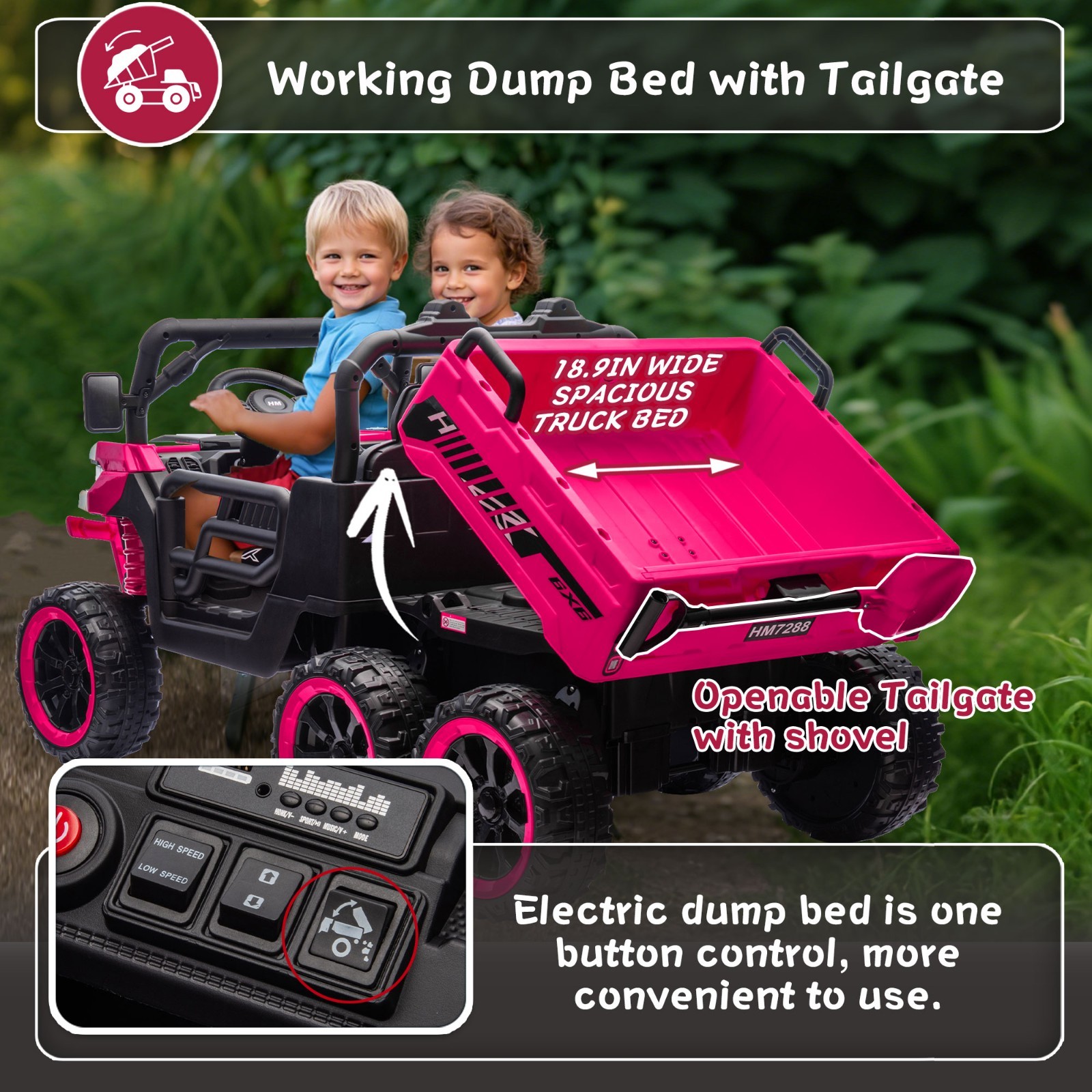 24V Kids Ride on Electric Car UTV w/Remote, LED, Battery Power Wheels Truck,Pink