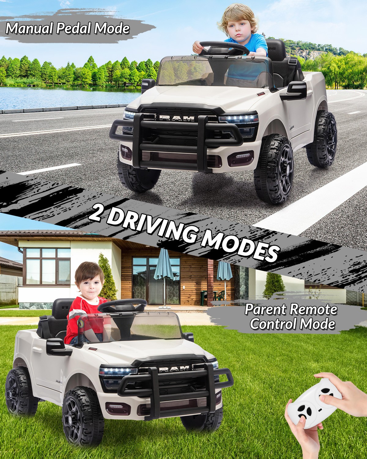 Kids Electric Truck Car w/ Remote Control, Ride On Toys for Boys Girls Children