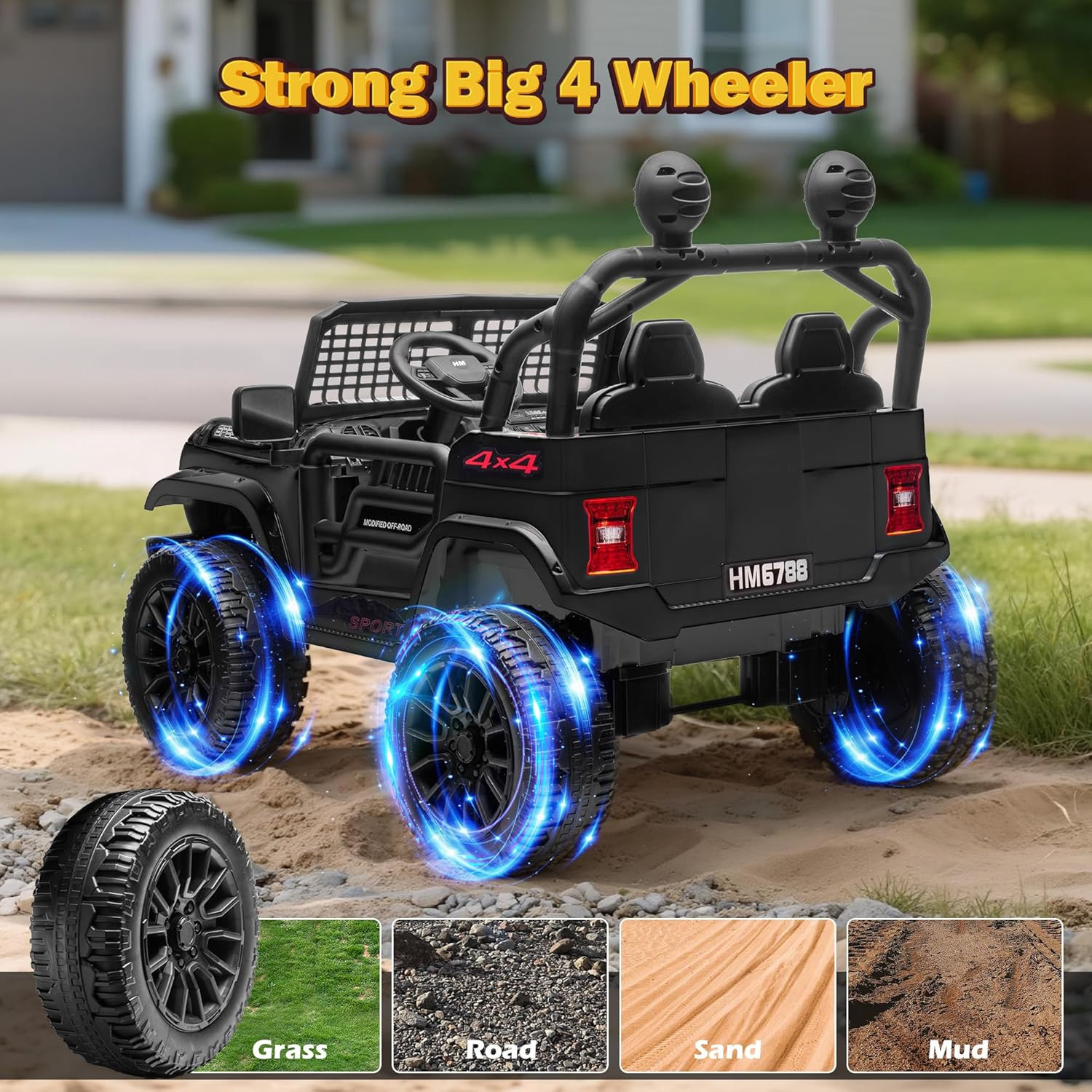 2 Seater Ride on Car for Kids, 24V Electric Vehicles W/20 Large Wide Seat, 4 Whe