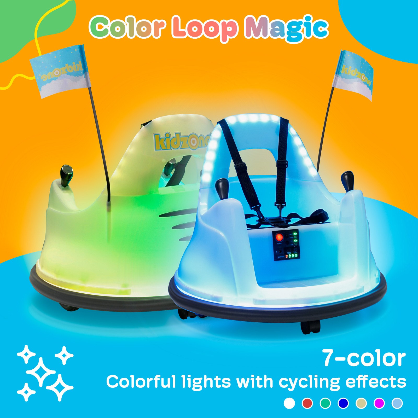 Kidzone Upgraded 12V 2-Speeds Electric Ride On Bumper Car