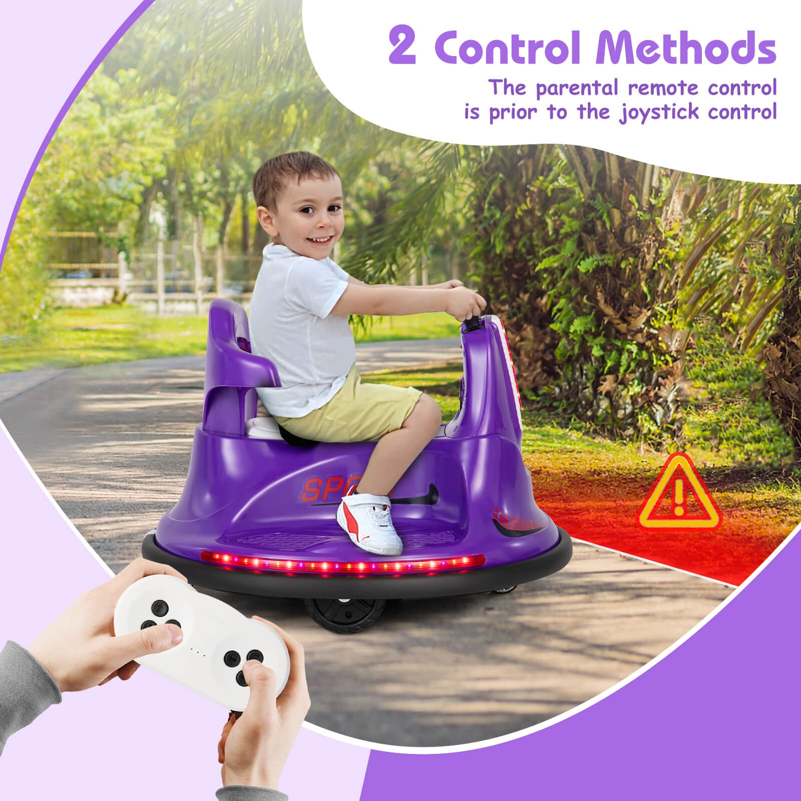 12V Bumper Car for Kids Toddlers Electric Ride On Car Vehicle w/ 360° Spin