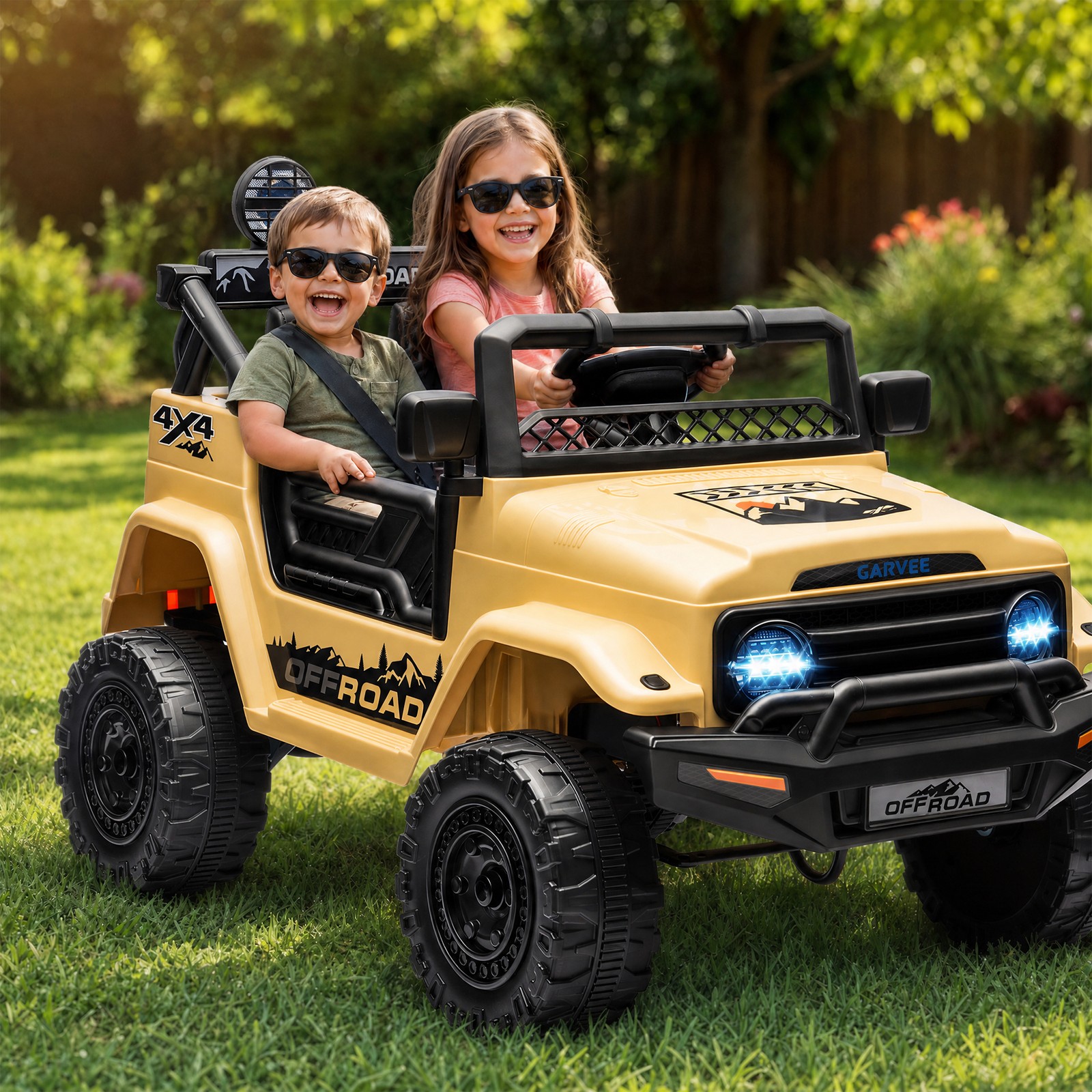 RC Ride on Truck Car 12V Kids Electric Vehicles,LED Lights,Bluetooth,3 Speeds