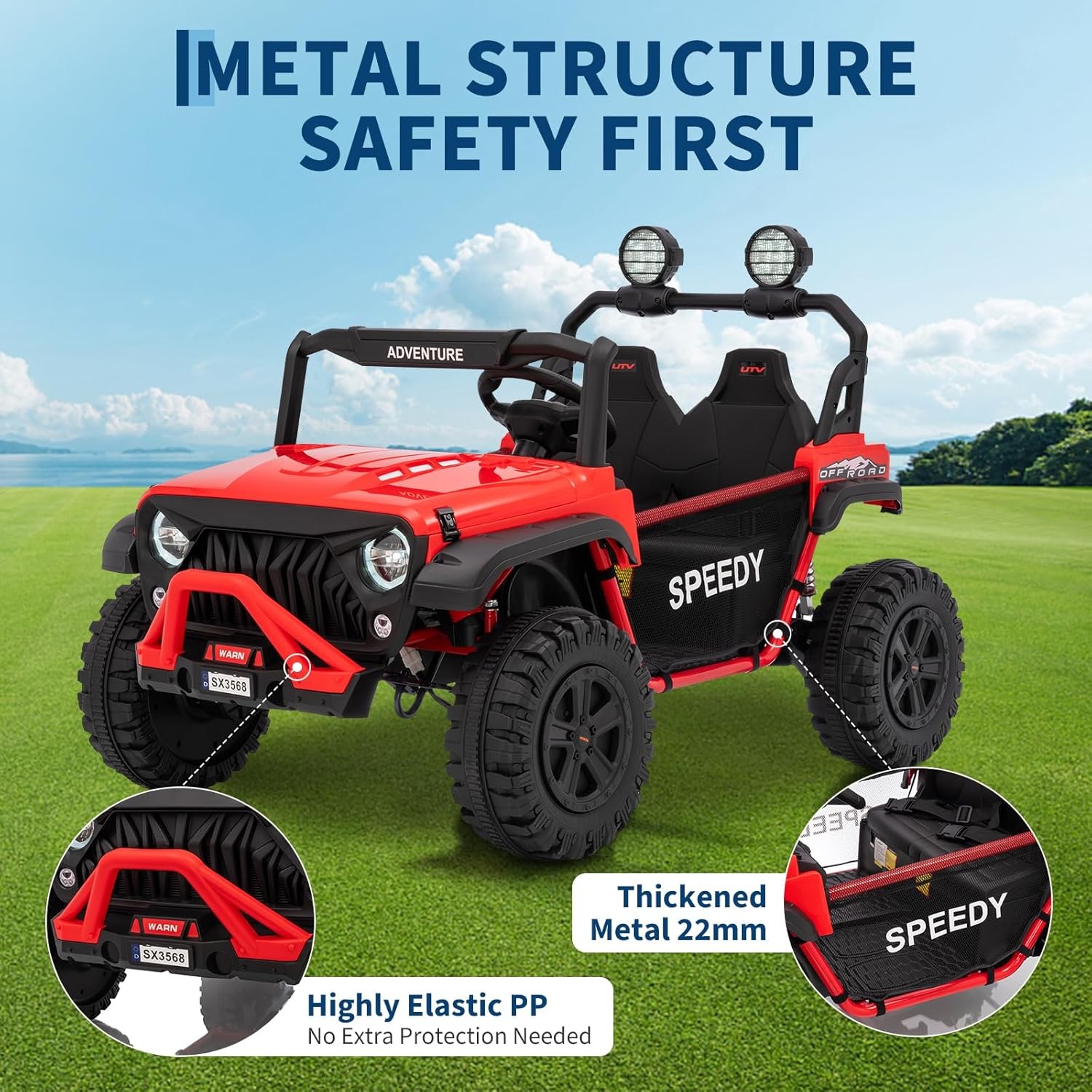 2 Seater Ride on Car for Kids Parental Remote 4WD 24V Ride on Toy 4.97MPH Truck