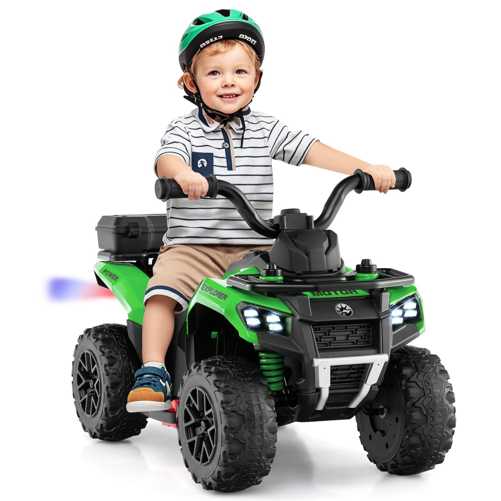6V Kids Ride On ATV w/ Music & Spray Function USB Port Storage Box Toy Car
