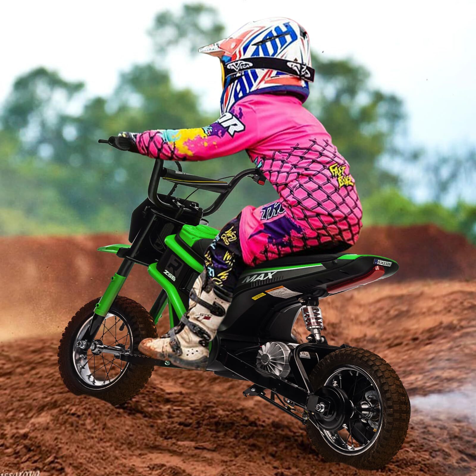 ✈️Kids Ride On Dirt Bike 350W Electric Motorcycle Up to 14.29MPH 24V Battery 8-1