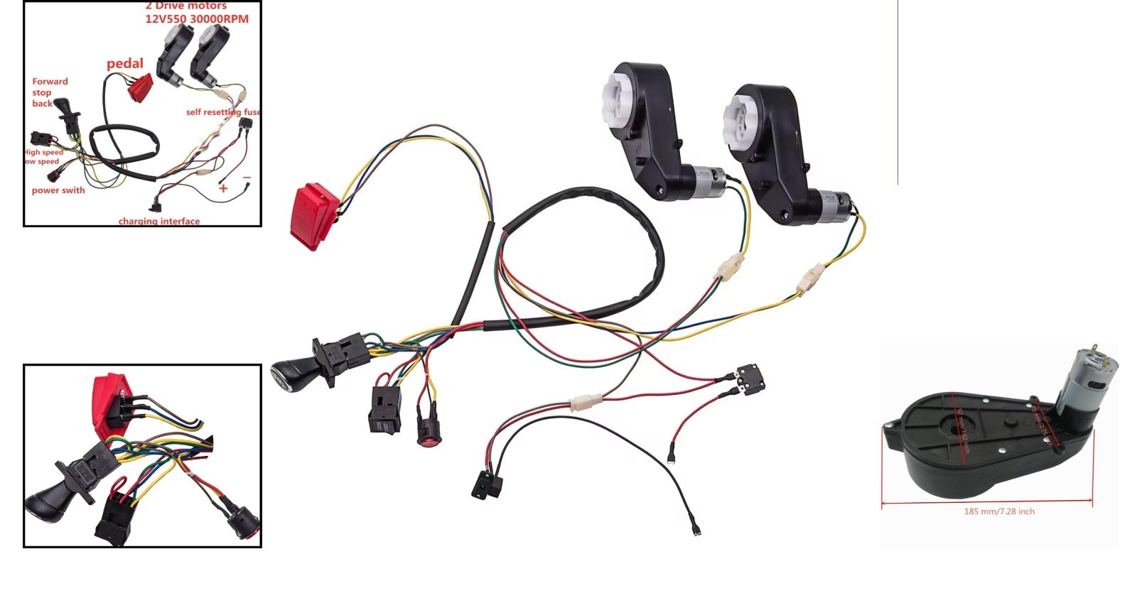 DIY Kids Electric Car Parts Set – High-Speed Gearbox & Wires for Custom Builds