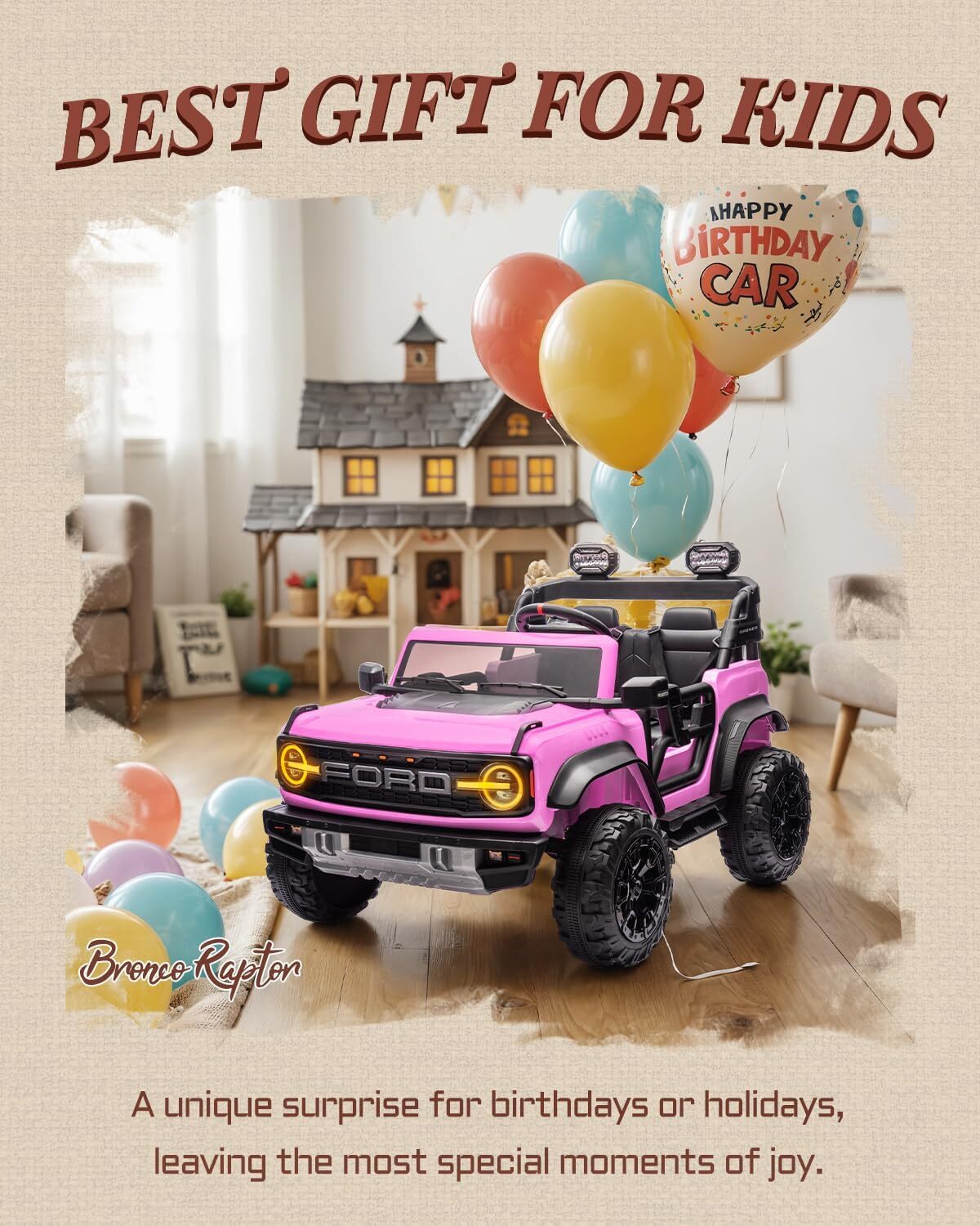 24V Ride on Toys for Big Kids, Licensed Ford Bronco Raptor 2 Seater Ride on Cars
