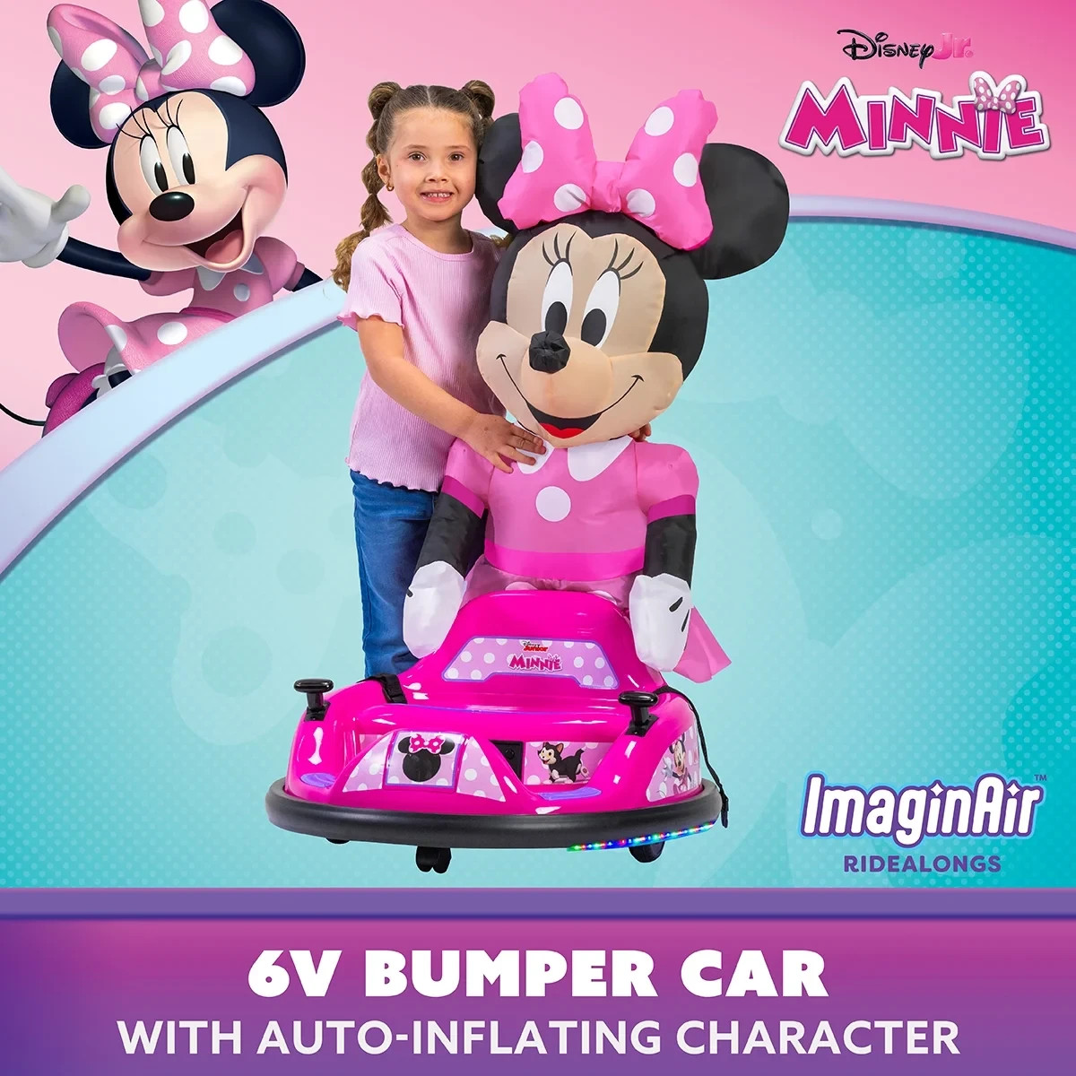 Minnie Mouse ImaginAir 6V Battery-Powered Bumper Car Ride-On, Pink