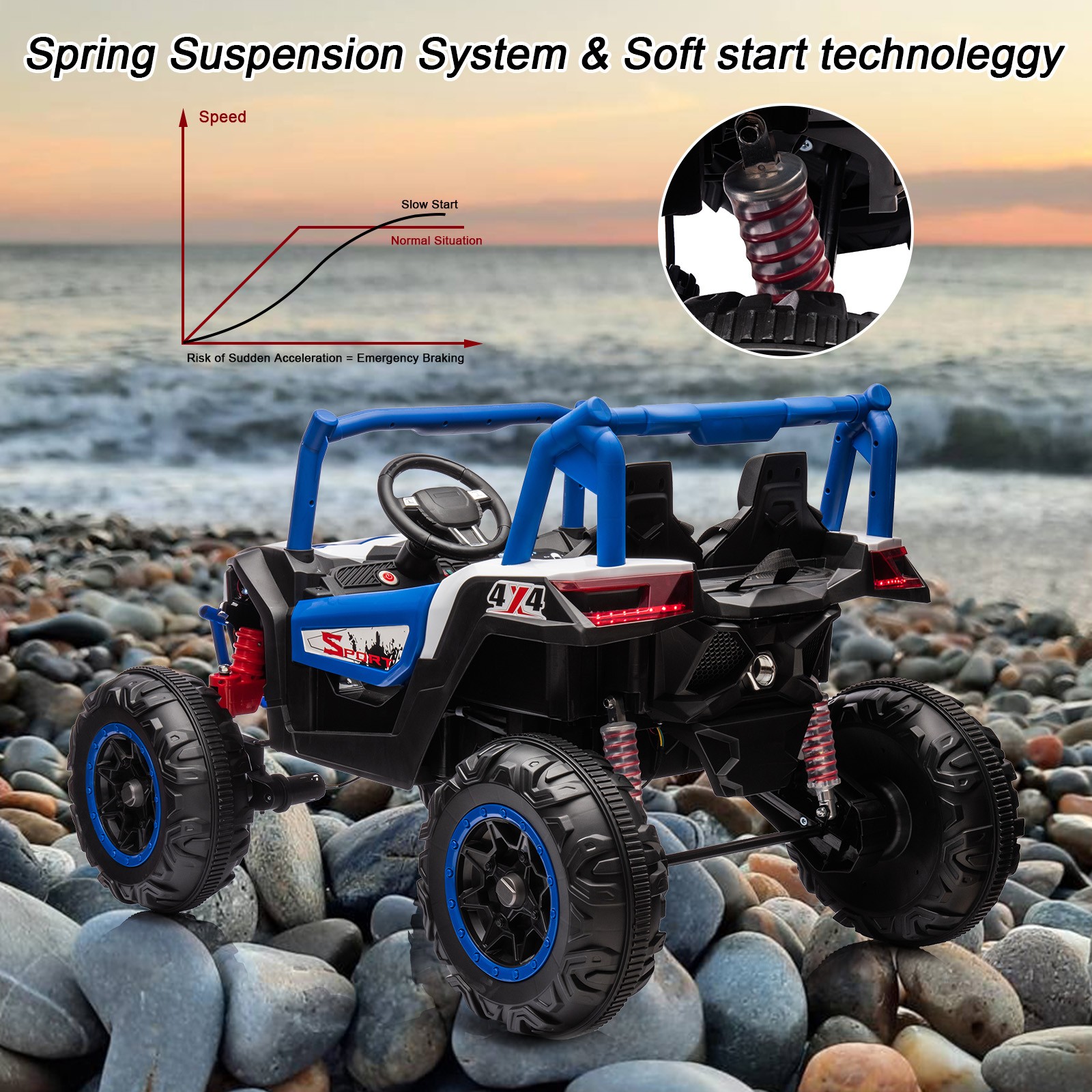 Ride On UTV Cars 2 Seater,24V 4WD Off-Road Electric Vehicles With Remote Control