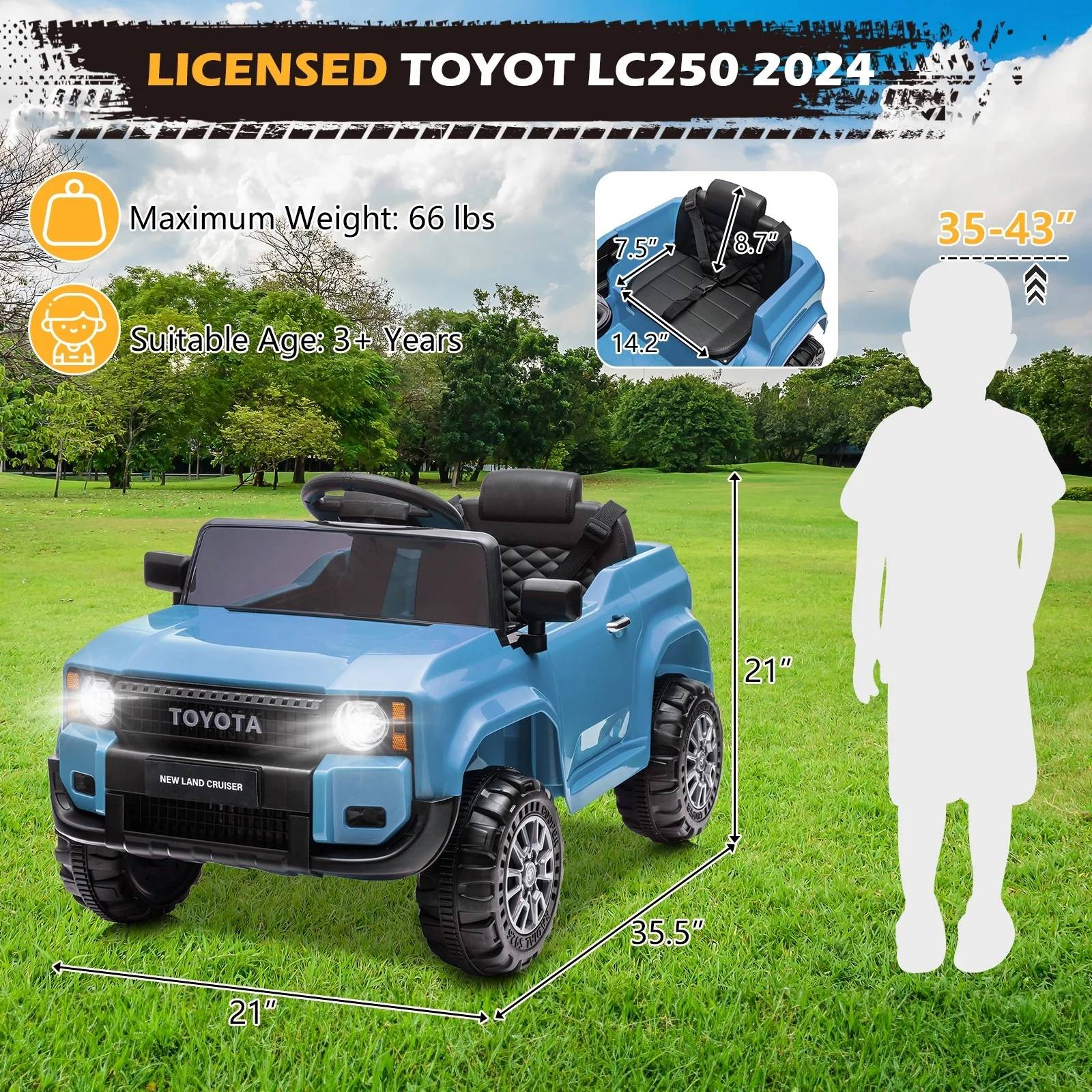 12V Ride On Car Toys, Licensed Toyota Kids Powered Electric Car + Remote Control
