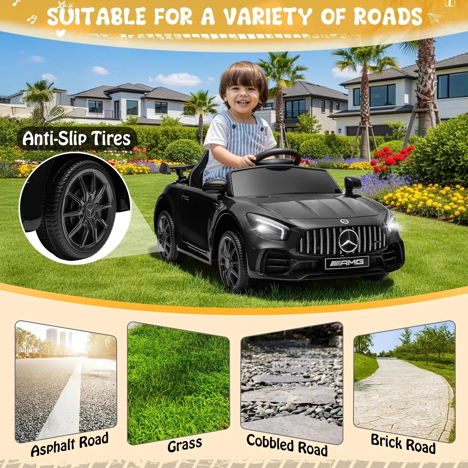 Mercedes-Benz AMG Licensed 12V Kids Ride on Car w/ Remote Bluetooth Enabled