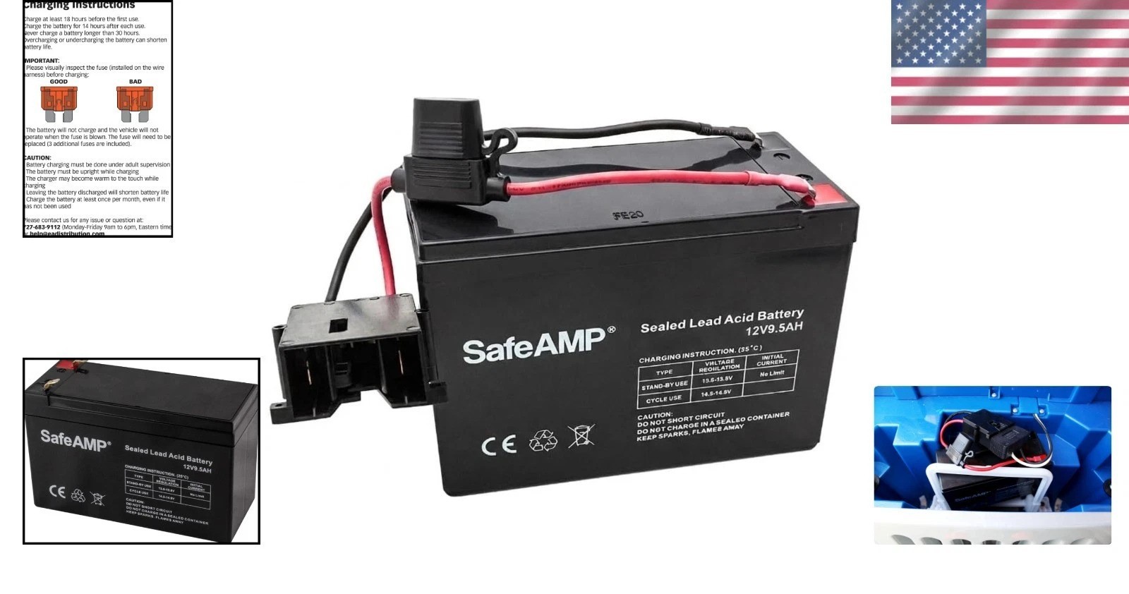 Lightweight 12V Replacement Battery with Self-Resetting Fuse for Power Wheels