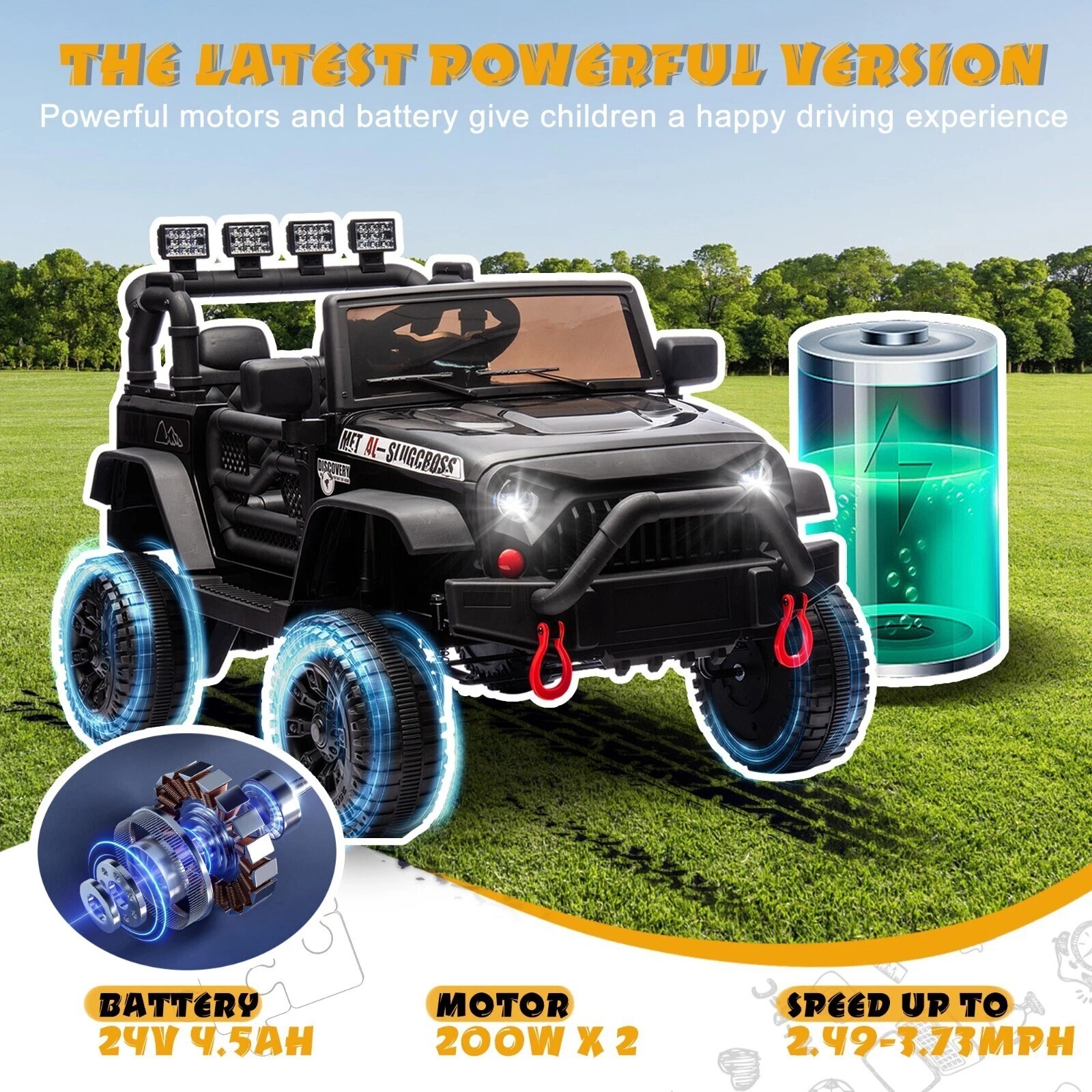 24V Kids Electric Jeep Ride on Car Toy 400W Power Wheels W/ Remote Control Music