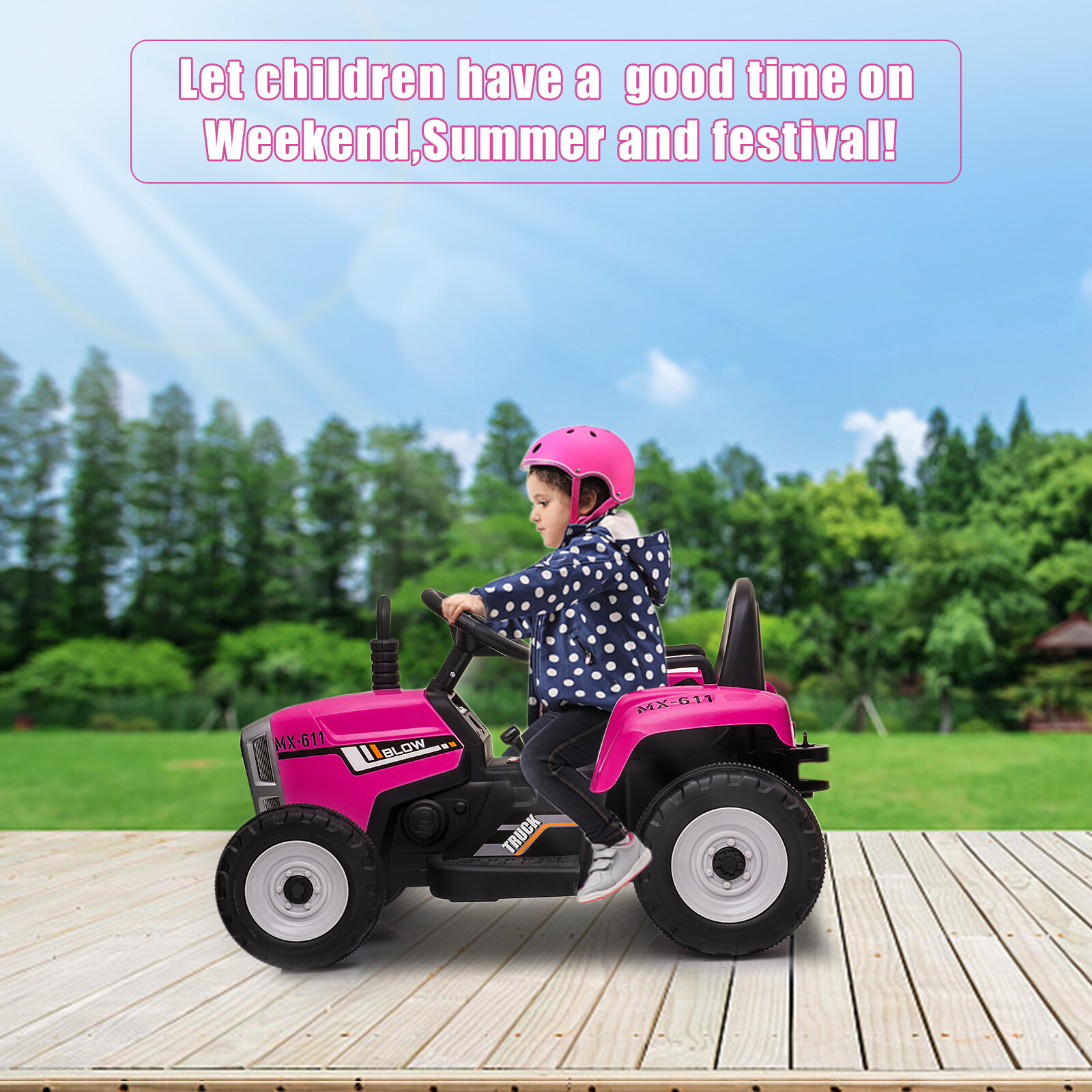 12V Kids Ride On Car Electric Tractor Rechargeable Toy Car w/ Trailer Remote USA
