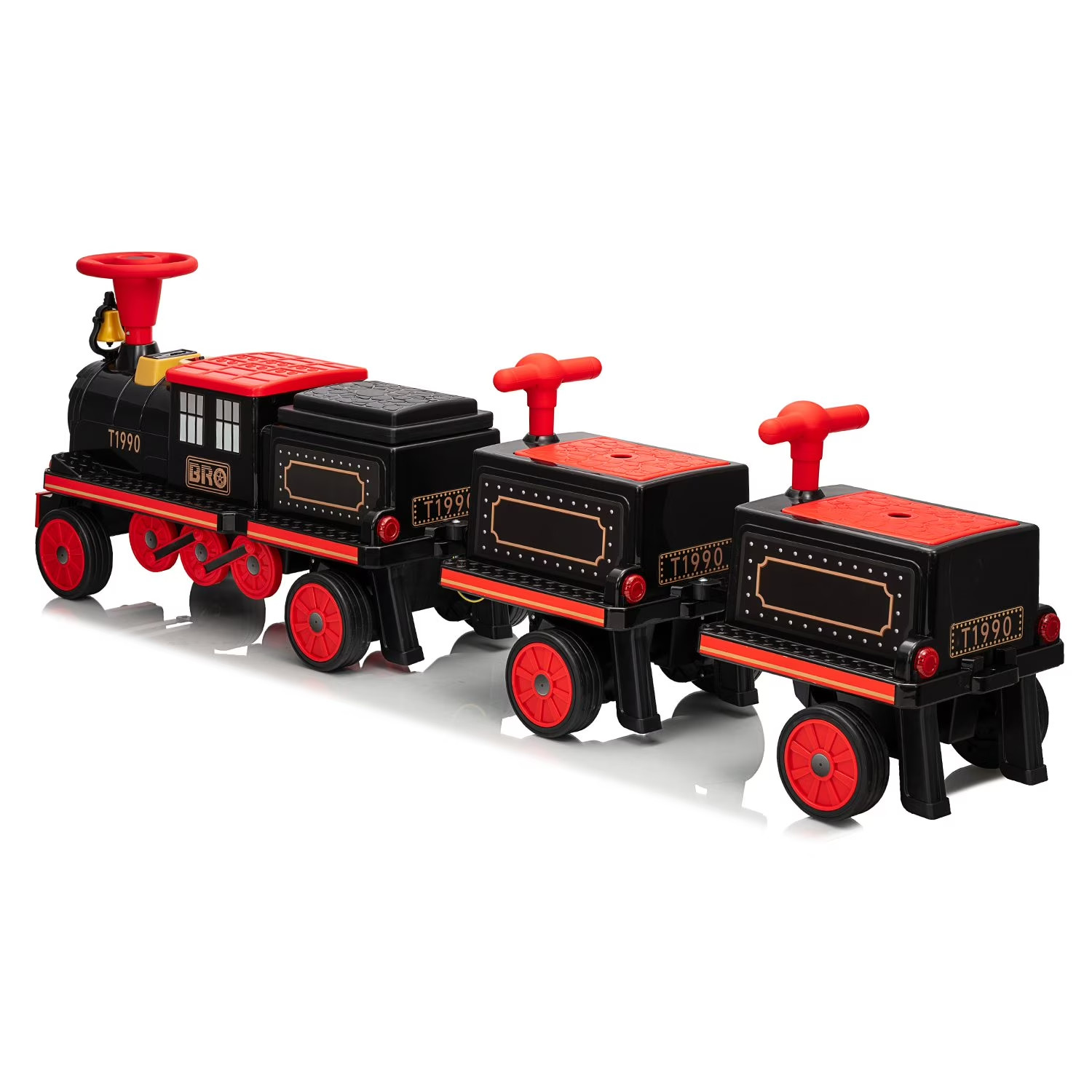 12V Kids Train Ride-On 4 Seats 4 Motors MP3 Player Whistle Headlight Carriages