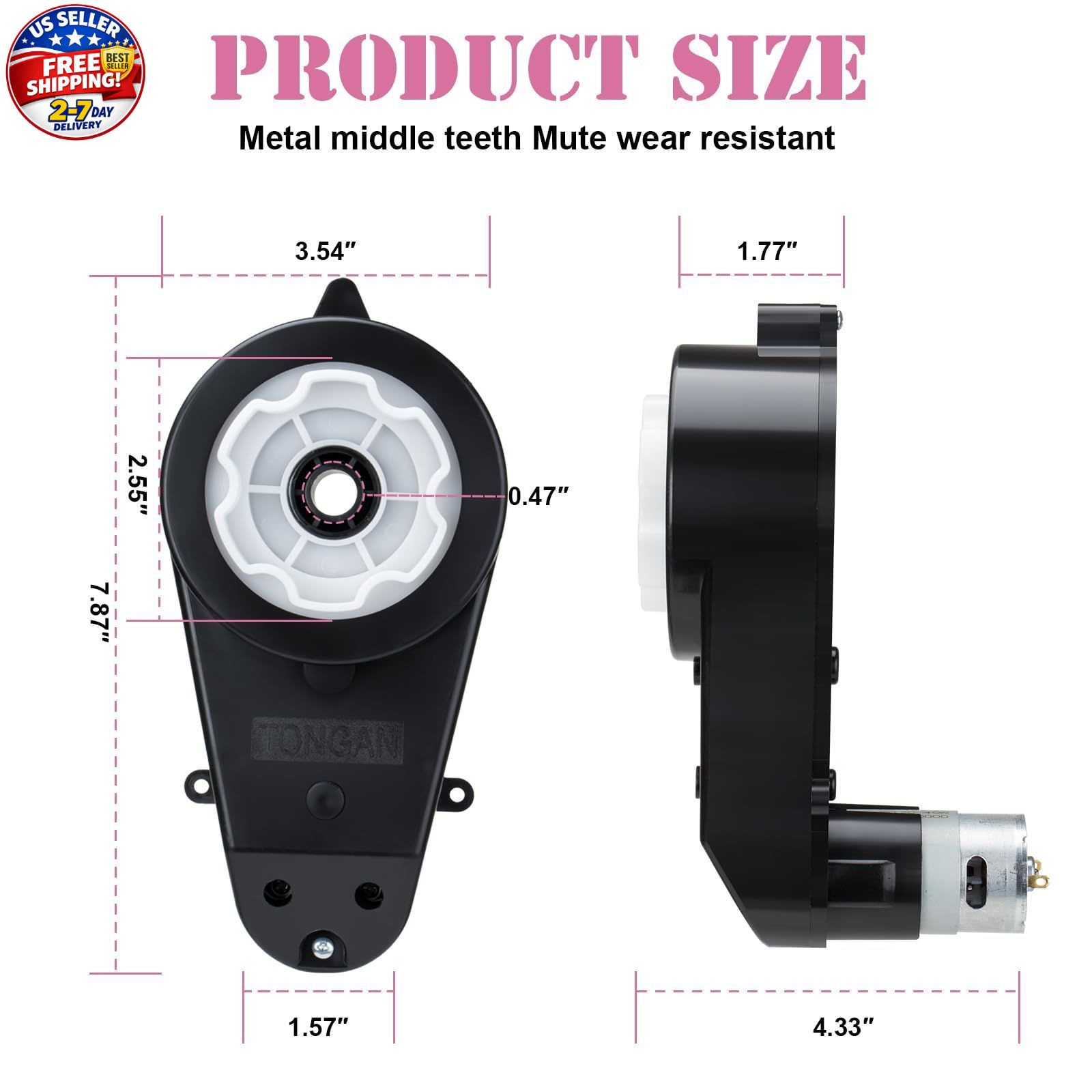 24V Motor Gearbox Replacement for Ride On Toys 2 PCS RS555 High Speed 40000RPM U