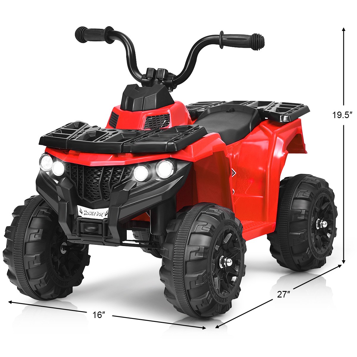 HoneyJoy 6V Battery Powered Kids Ride On ATV 4-Wheeler Quad w/ MP3 LED Light Red