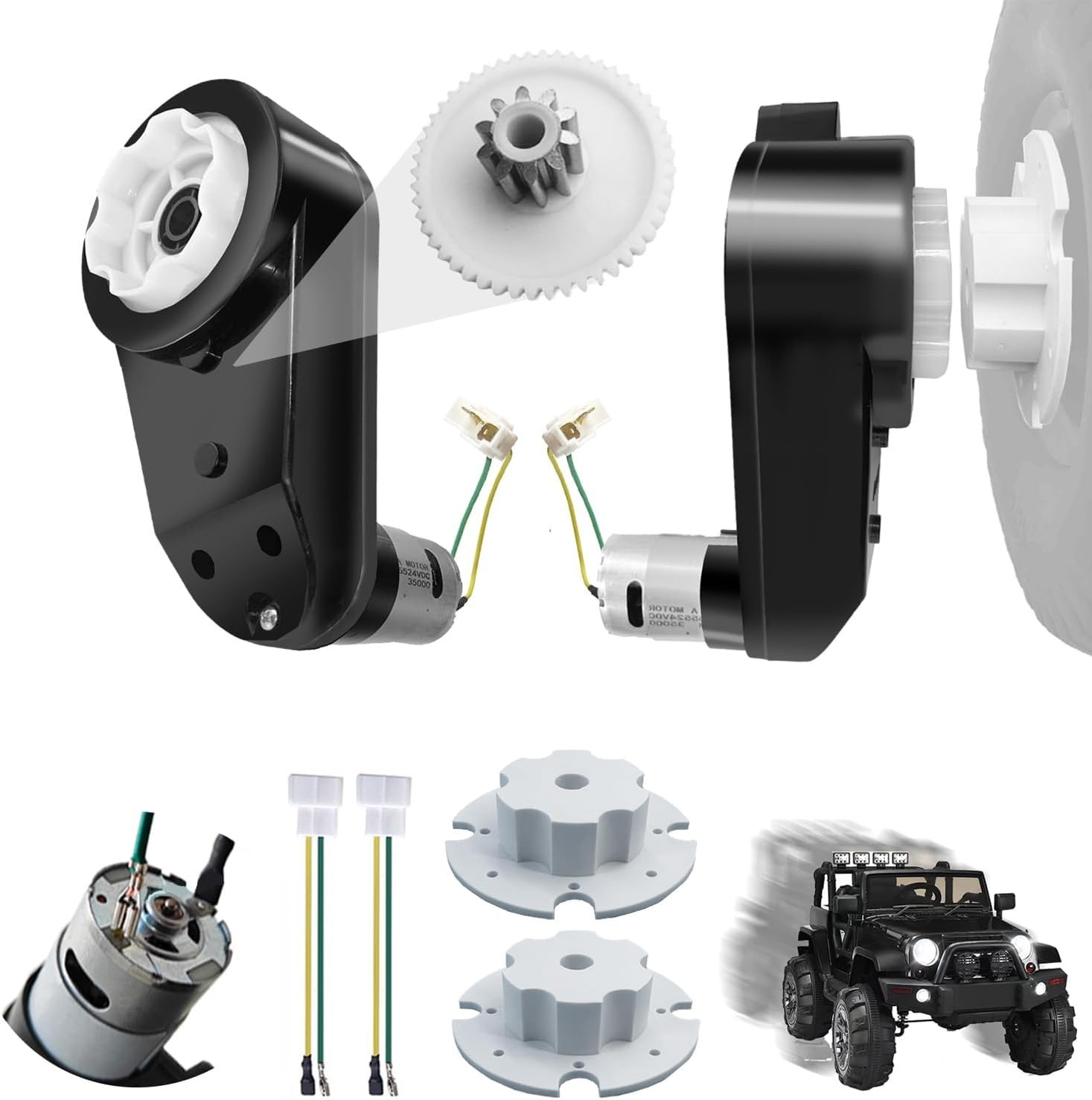24V High-Speed Motor Gearbox Upgrade Kit for Power Wheels – Durable Steel Gears