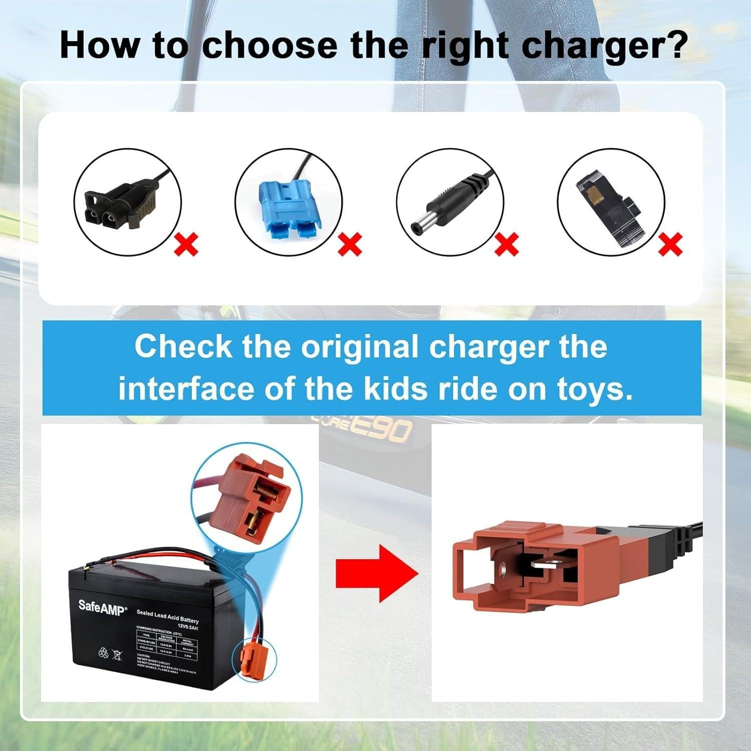 12V Battery Charger Compatible with Ride On Toys, Kids Electric Car,…