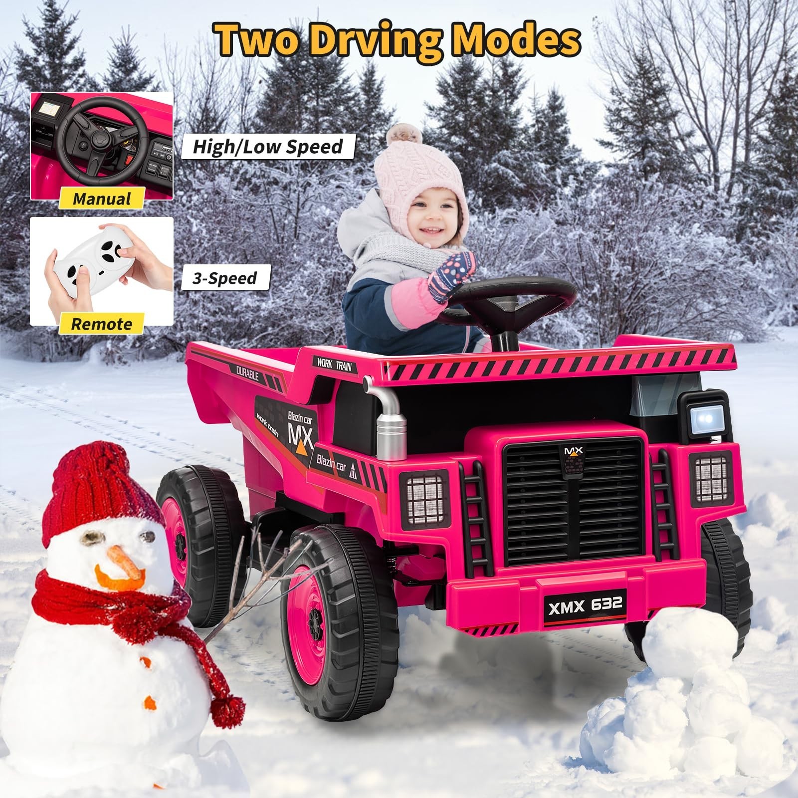 12V Kids Ride On Dump Truck With Remote Control & Shovel Electric Ride On Toy