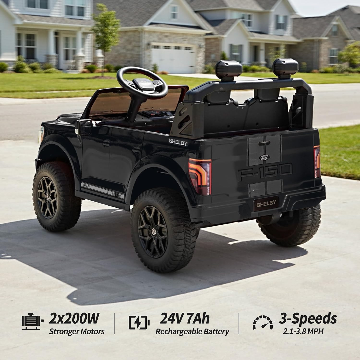 Hikiddo Licensed Ford Shelby F-150 2 Seater Ride on Car for Kids, 24V Electric C