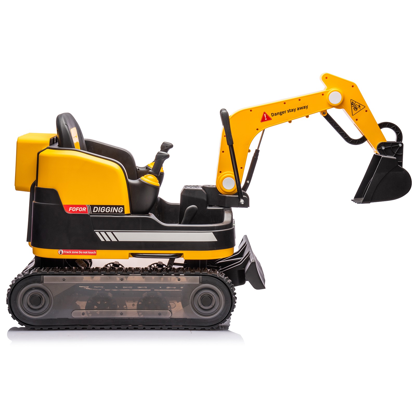 JOYLDIAS Yellow 360° 12V Battery Kids Ride On Excavator & Bulldozer w/MP3,Remote