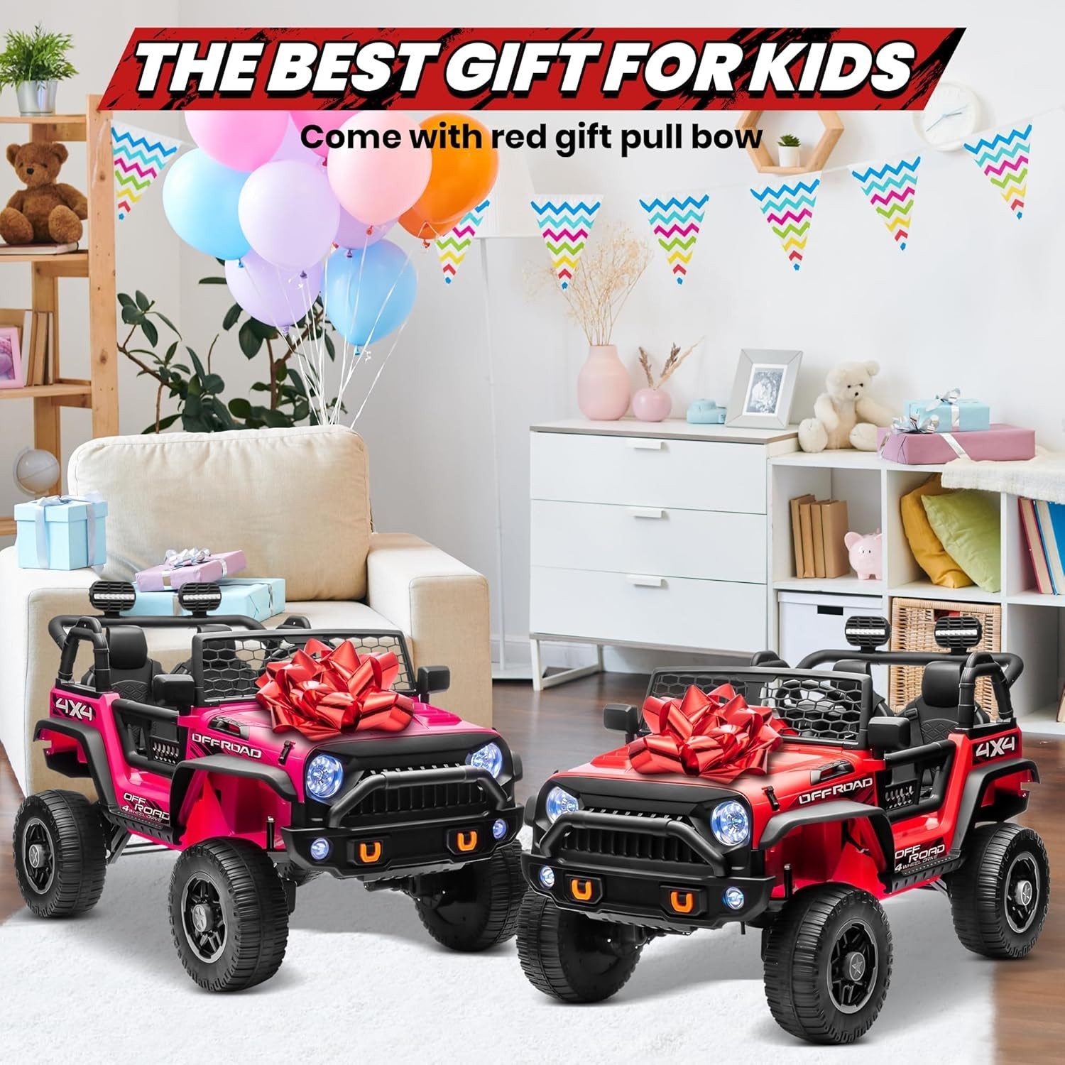 4WD 2WD Switchable 2-Seater Ride On Truck 800W RC 3-Speed Spring Suspension Blue