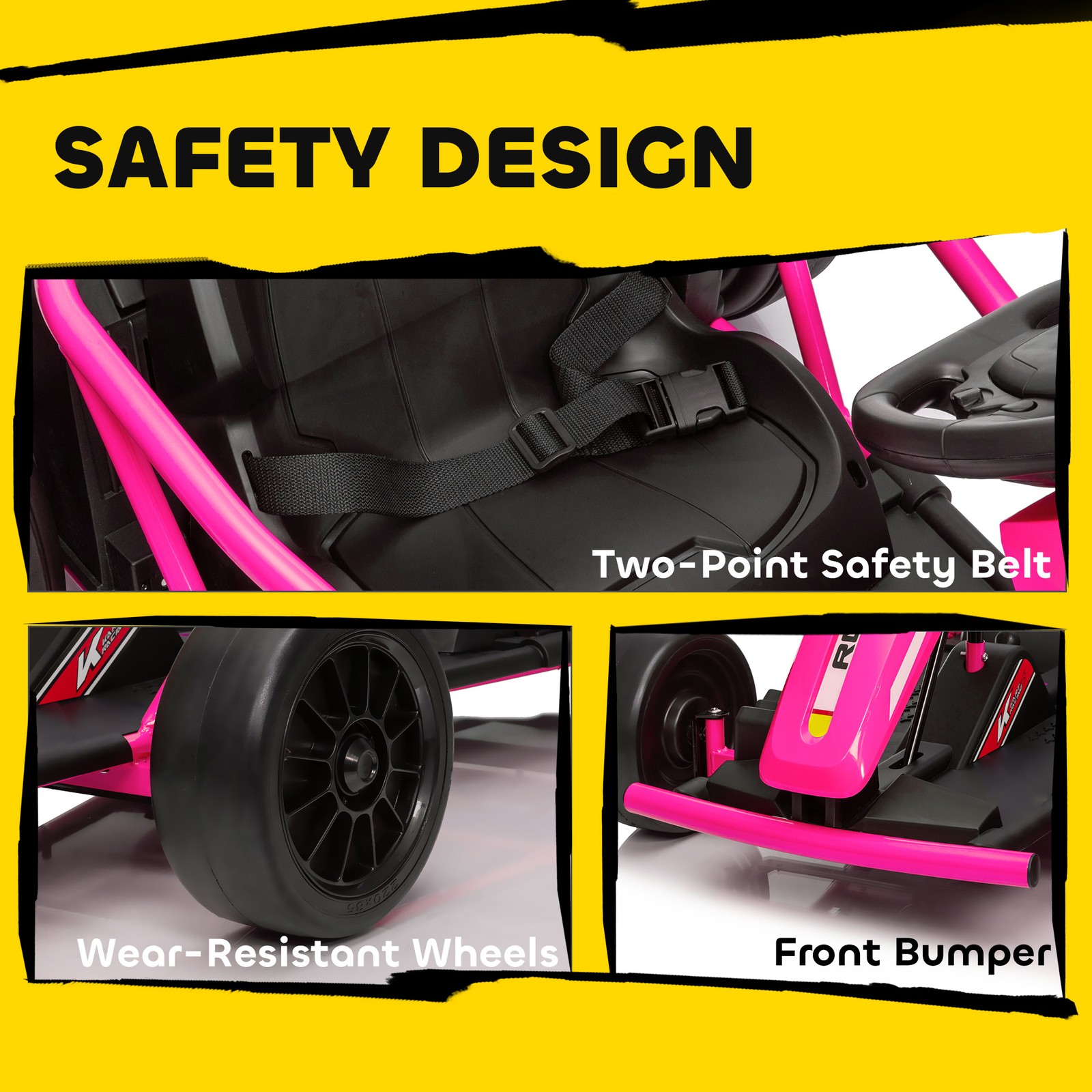 24V 8.1 MPH Electric Drift Kart for Kids with Dual Motors, Pink