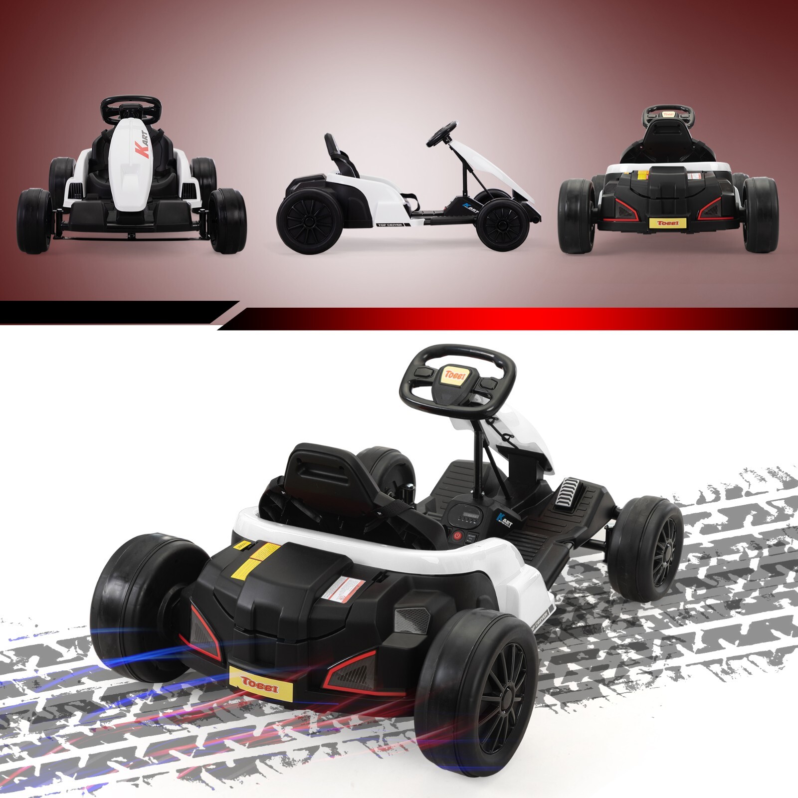 TOBBI 24V Kids Ride On Electric Drifting Go Kart Racing Car for Kids 4-16 Years