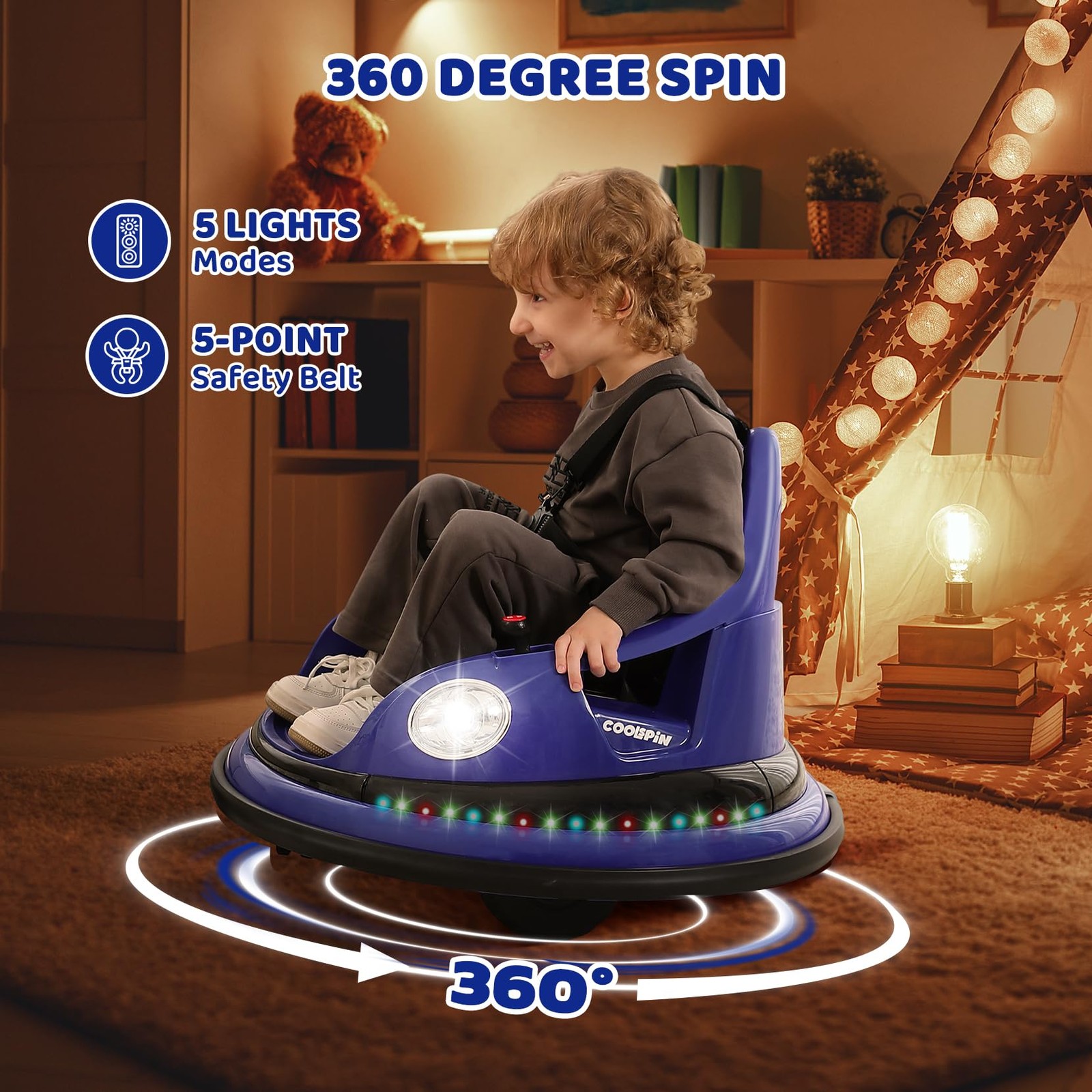 ELEMARA Bumper Car, 1.9MPH Max, 12V Electric Car for Kids W/Parent Remote,